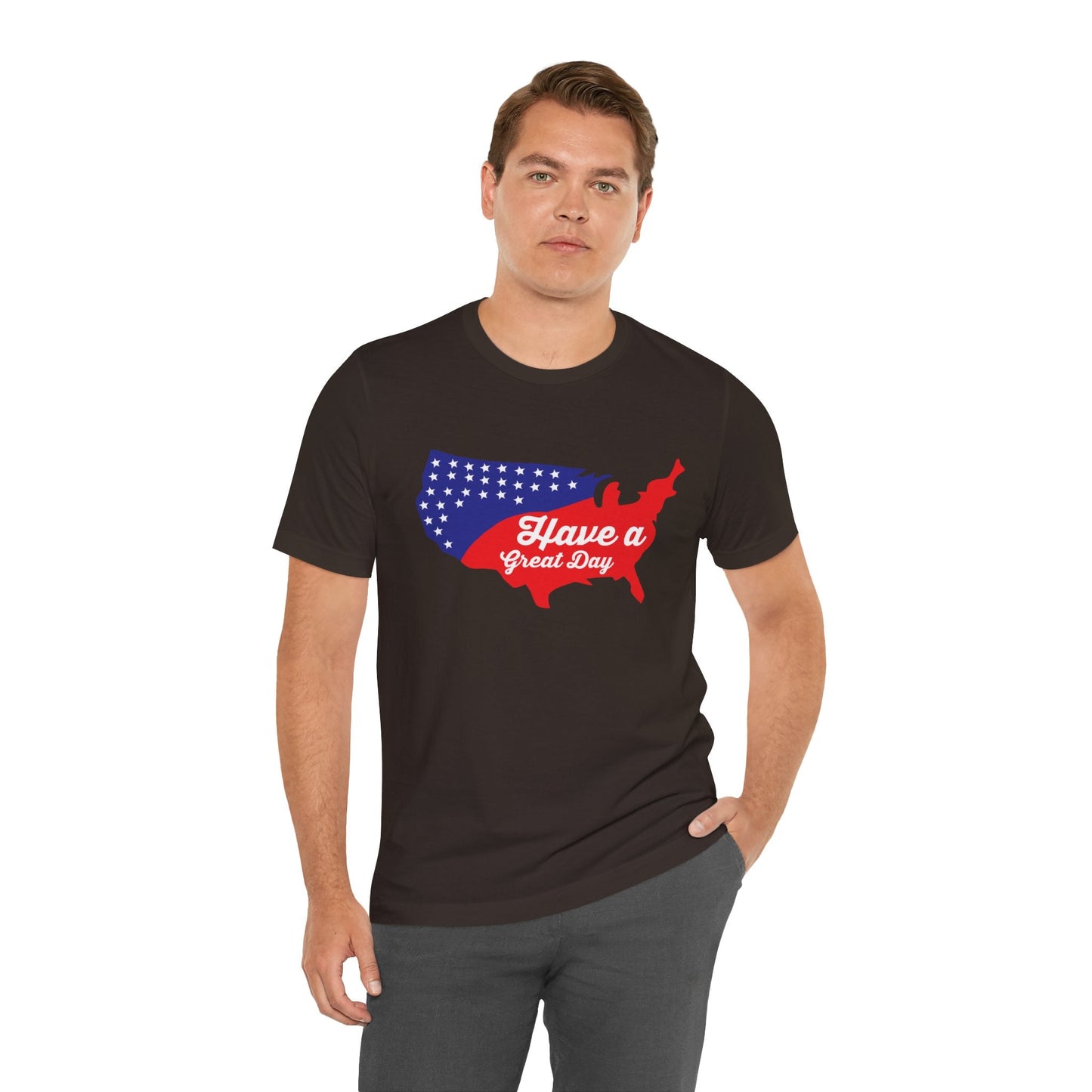 USA Map Patriotic Graphic Unisex Cotton T-Shirt 021