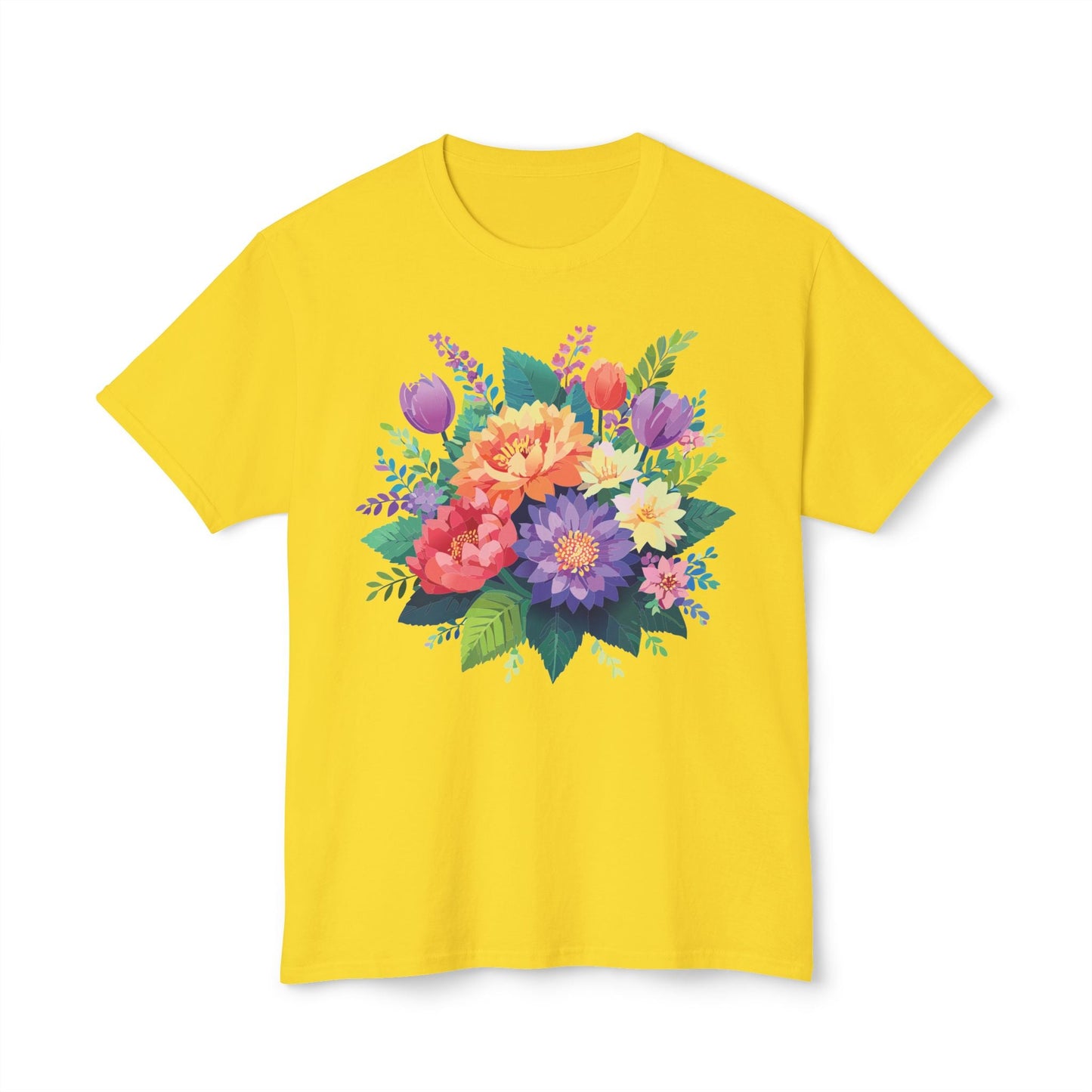 Unisex HD Cotton Art Print T Shirt Floral Design Tee Vintage Flowers Tee Shirt Made in USA