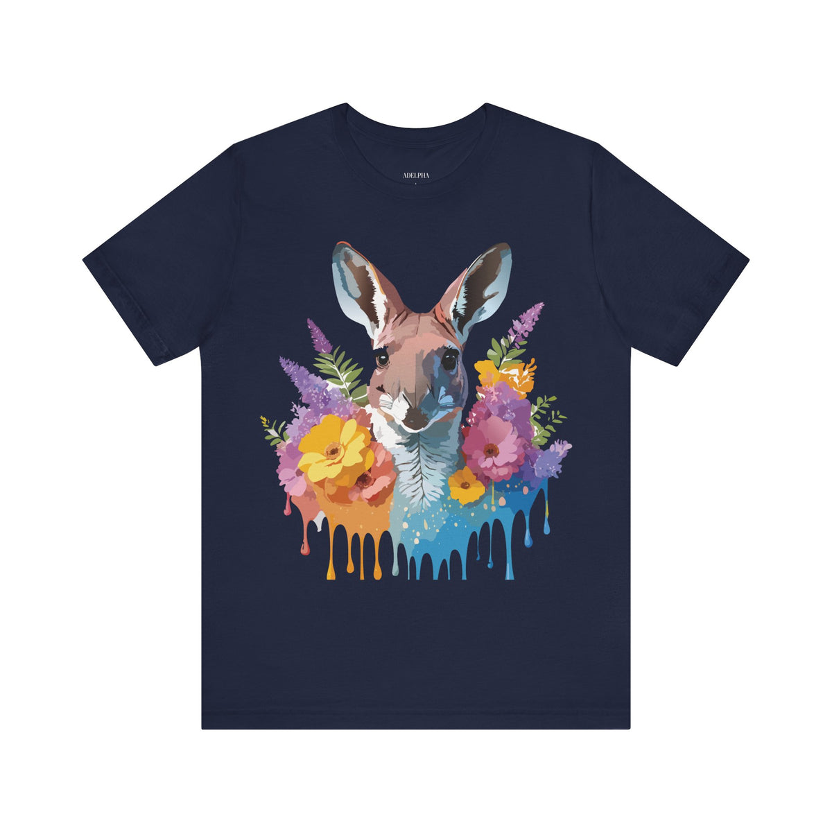 Kangaroo Graphic Unisex Cotton Bella+Canvas Tee with Art Animal Design e37