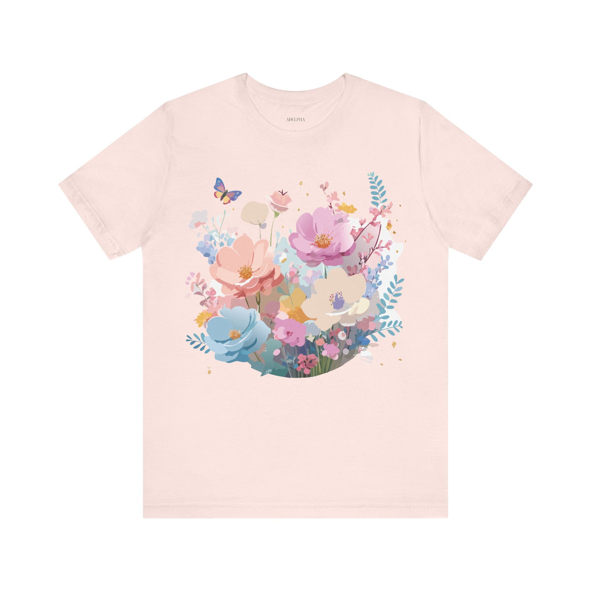 Floral Graphic Unisex Cotton Bella+Canvas Tee with Flowers Art Design n117