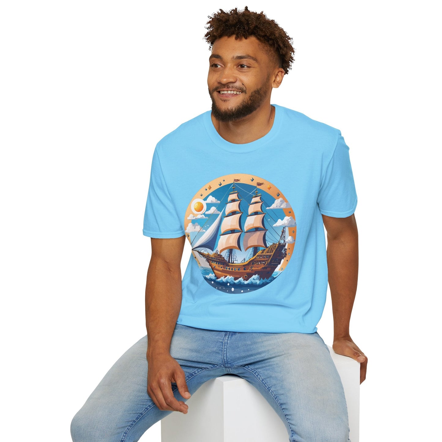 Unisex Nautical Frigate Ship T Shirt Vessel Tee Gildan Softstyle 64000 100 Percent Ring Spun Cotton