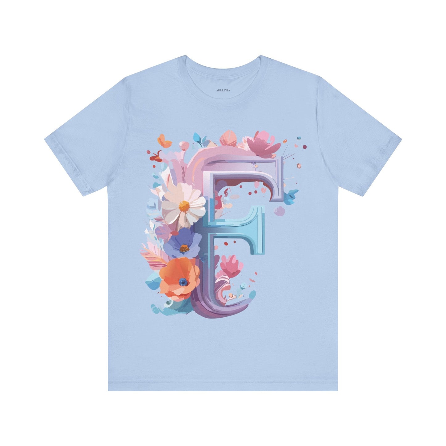 Letter F Graphic Tee Unisex Vintage Style Shirt Featuring Adelpha Artwork Premium Short Sleeve