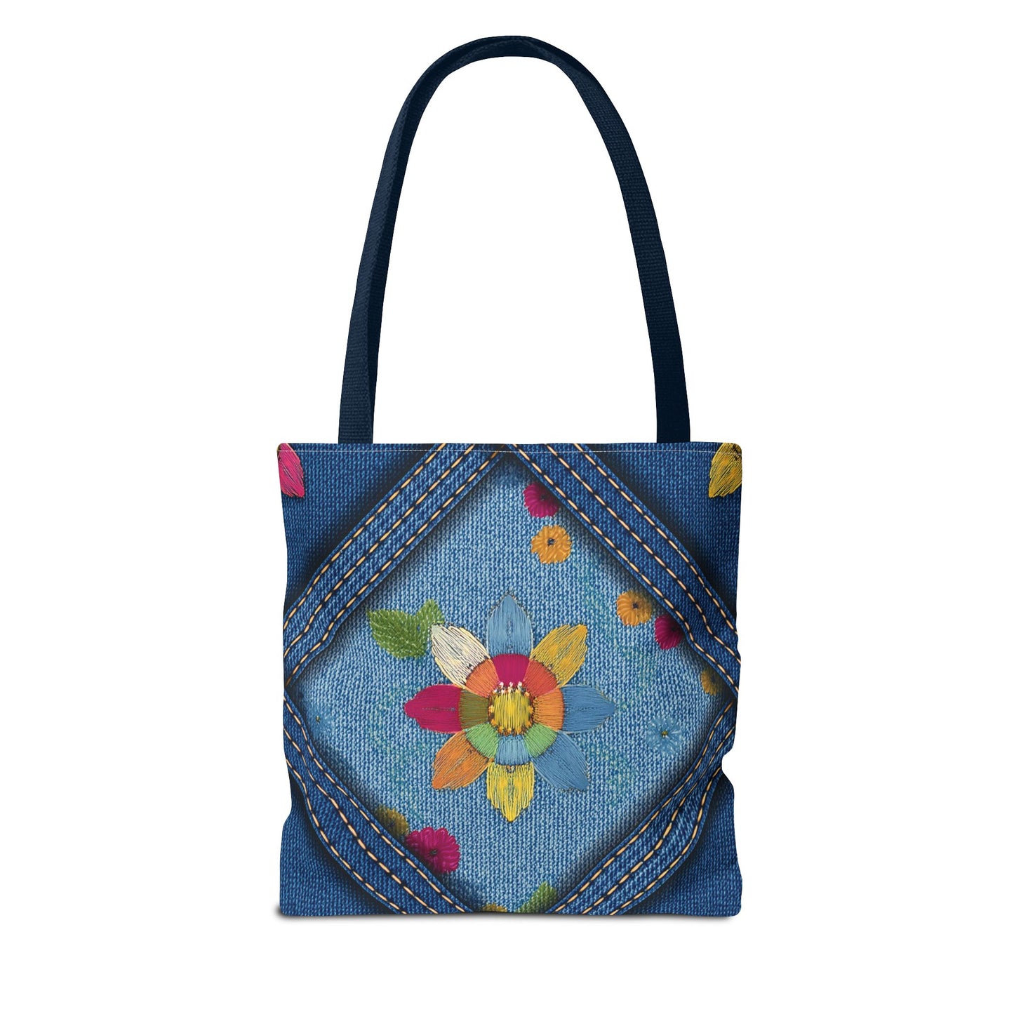 Denim Fabric Imitation Print Unisex Canvas Bag Poly Spun 3 Sizes Tote Bag 161
