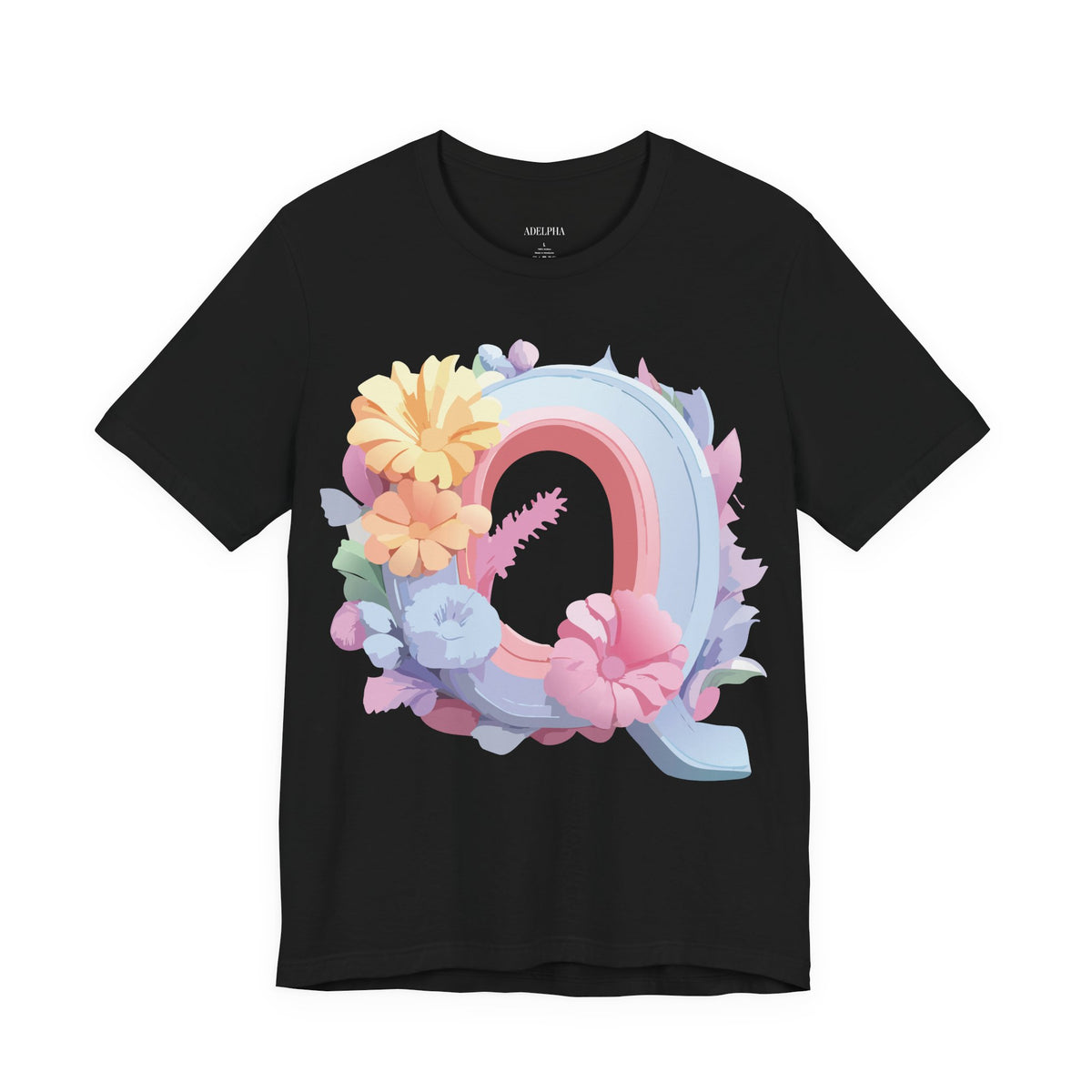 Letter Q Graphic Unisex Cotton Bella+Canvas Tee with Art Letter Design