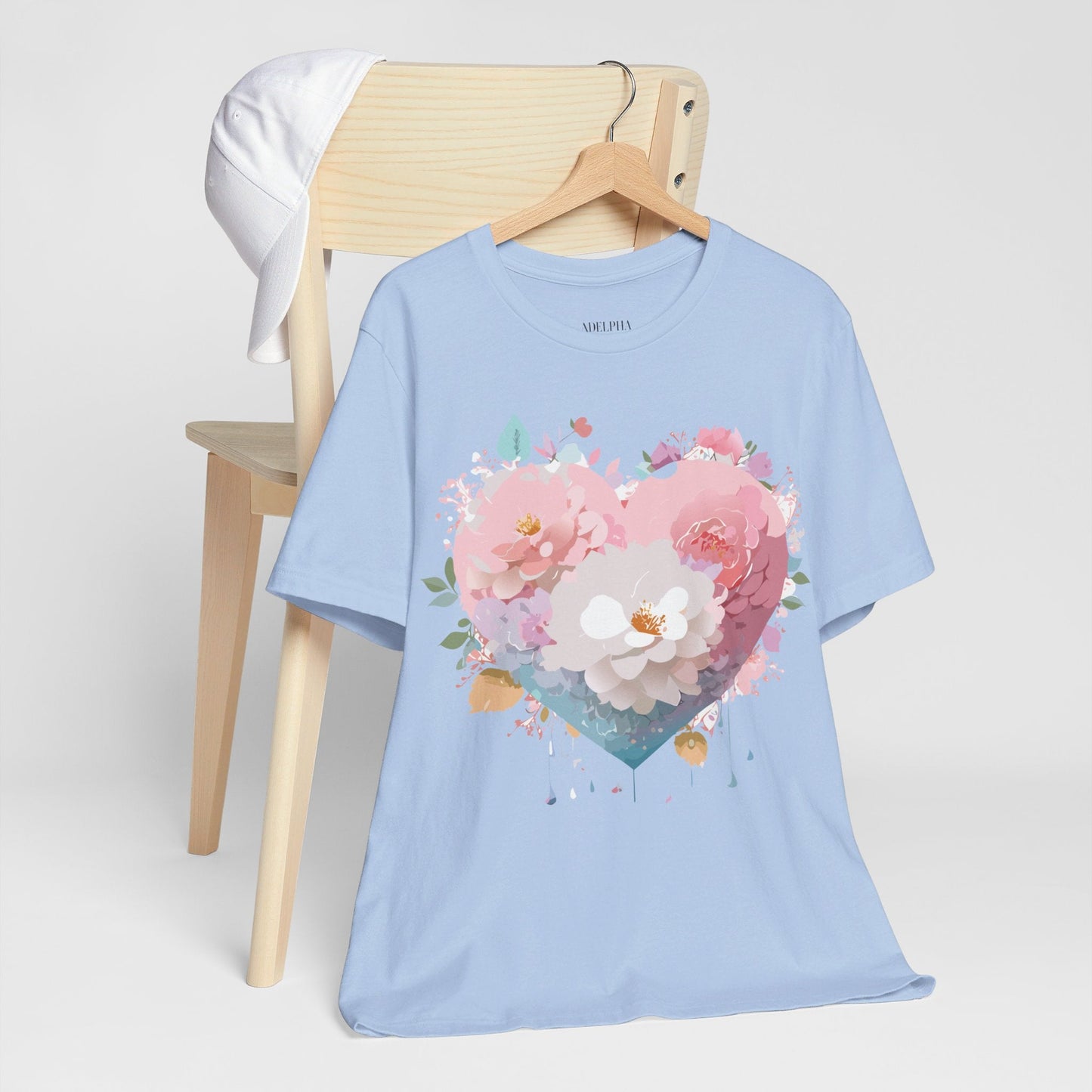 Valentine Day Graphic Unisex 100 Cotton Vintage Artwork with Love and Flower Design Tee 35