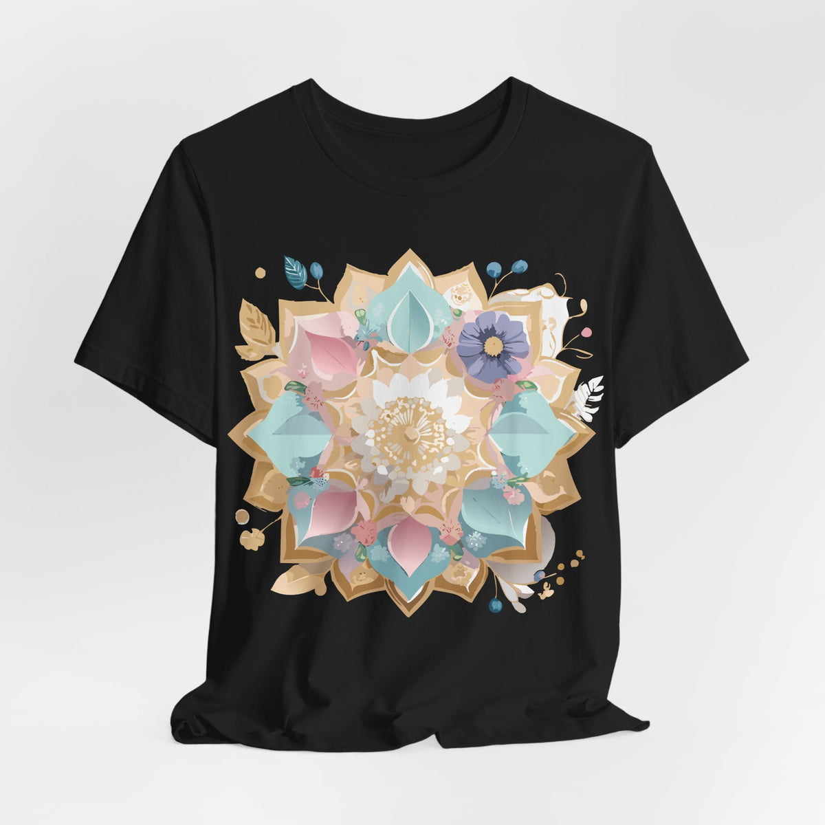 Mandala Graphic Unisex Cotton Bella+Canvas Tee with Floral Art Design d26