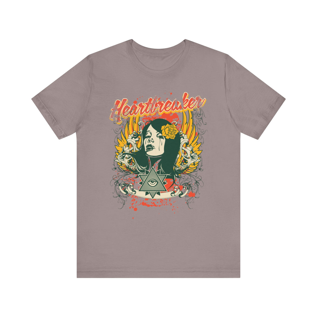 Heartbreaker Illustration Tee Retro Femme Portrait Floral Skull Graphic T-Shirt
