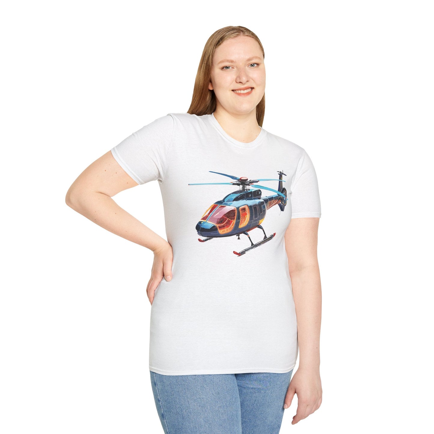 Unisex Helicopter Chopper Shirt Graphic Tee Softstyle 64000 100 Percent Ring Spun Cotton