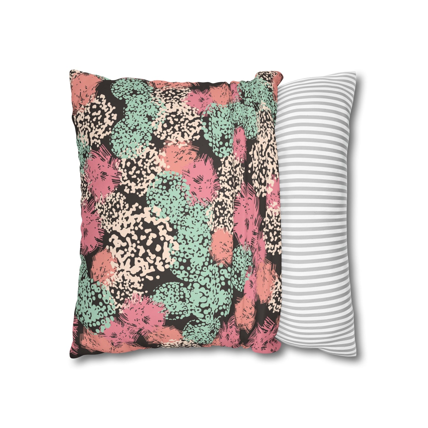 Faux Suede Pillowcase with Abstract print