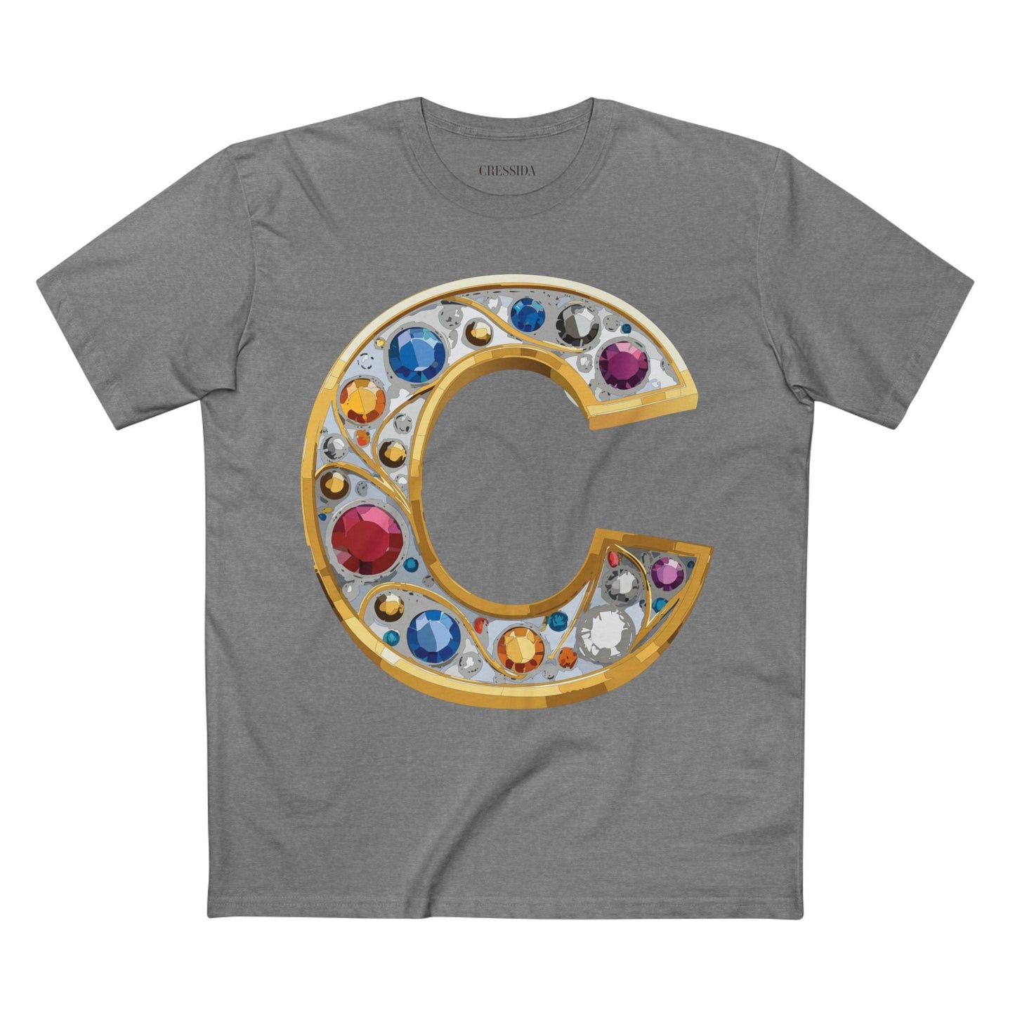 Letter C Graphic Design Tee Unisex 100 Cotton With Antique Gold Letters Artwork T-Shirt