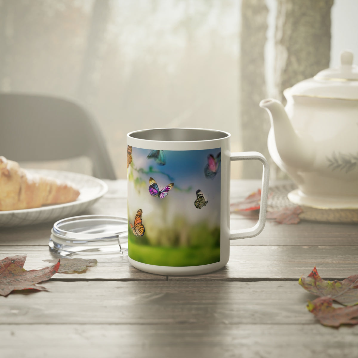 7 Art Design Insulated Coffee Mug Clear Lid 10oz Insulated Coffee Mug 10oz