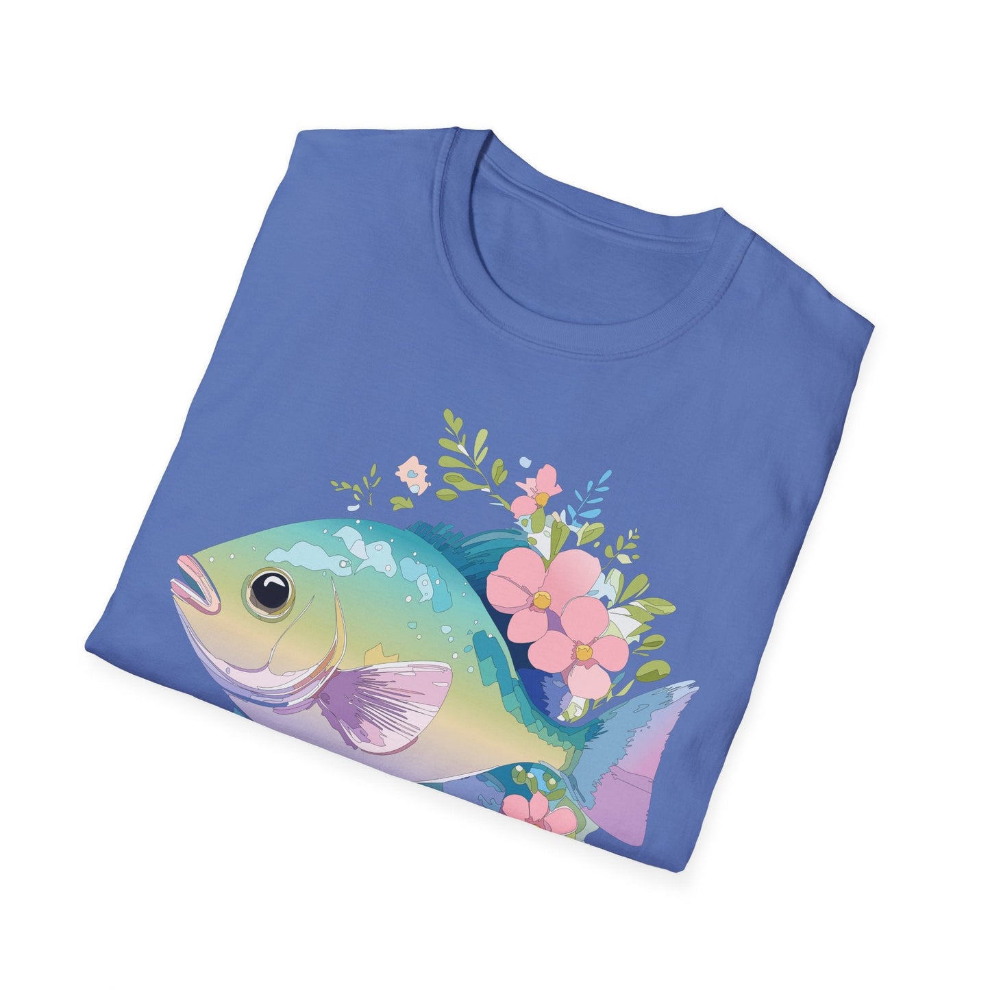 Fish Art Graphic Tee Unisex Gildan Softstyle 64000 100 Percent Ring Spun Cotton Comfortable Tee