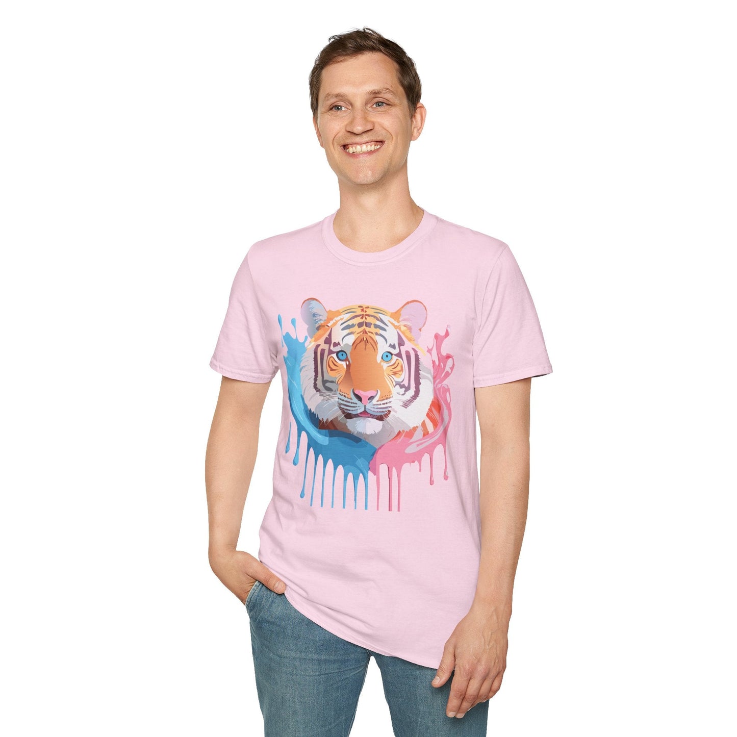 Tiger Shirt Unisex Animal Print Tee Gildan Softstyle 64000 Cotton