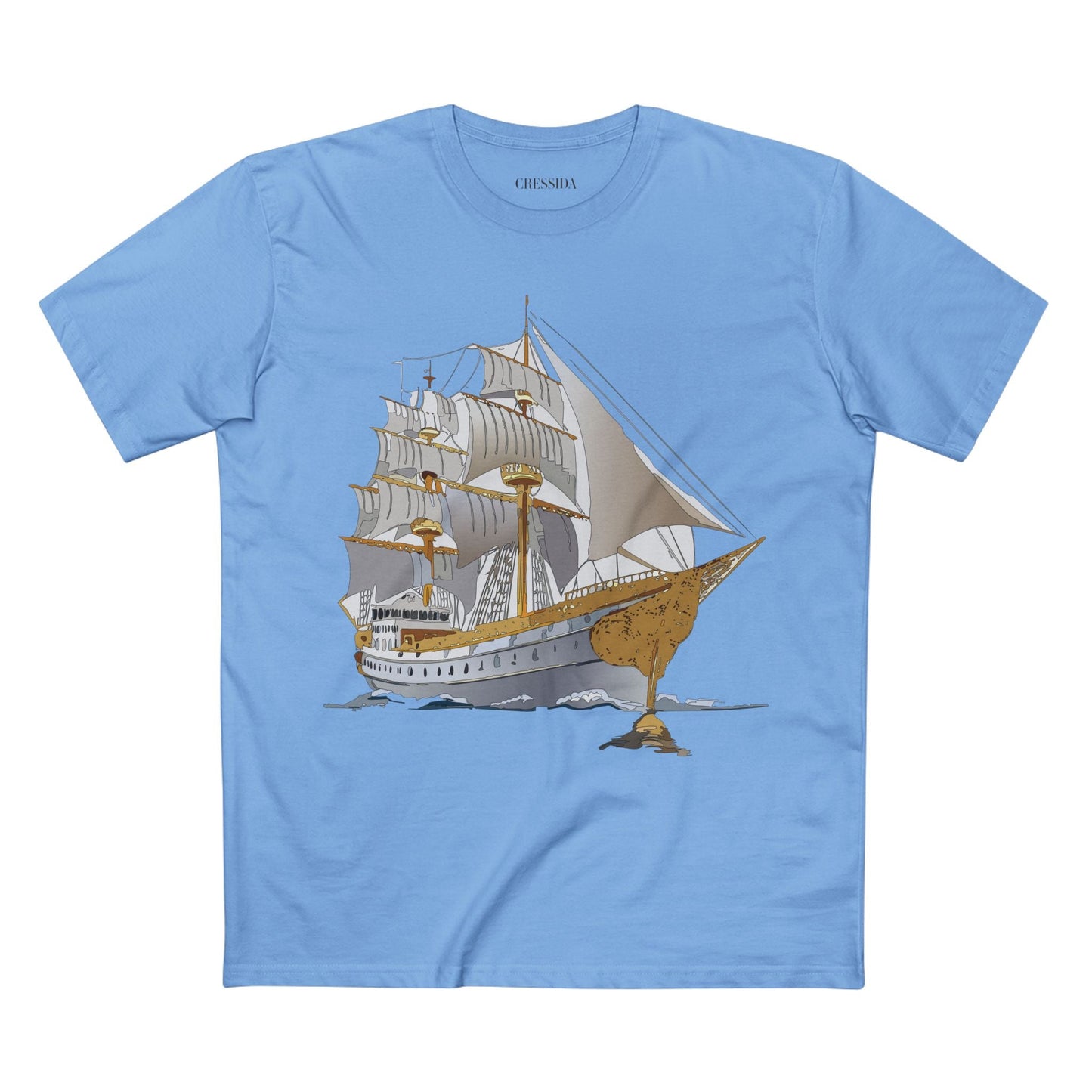 Ship Graphic Unisex 100 Cotton T-Shirt with Gold Frigate Art Design 6