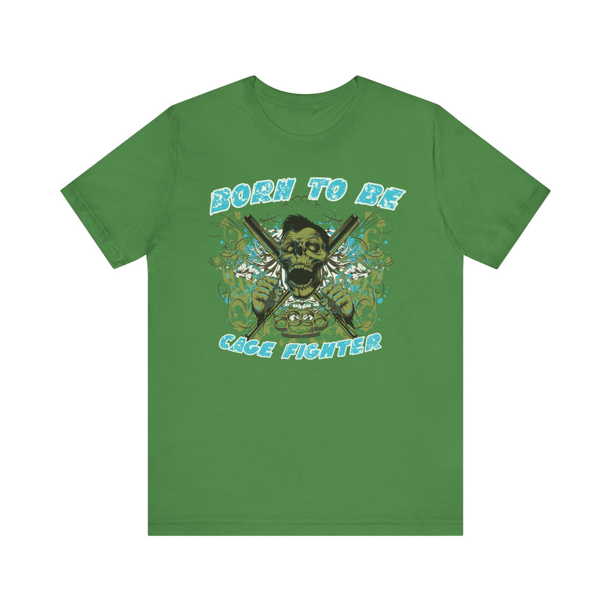 Born To Be Cage Fighter Tee Skull Crossed Knives Graphic T-Shirt