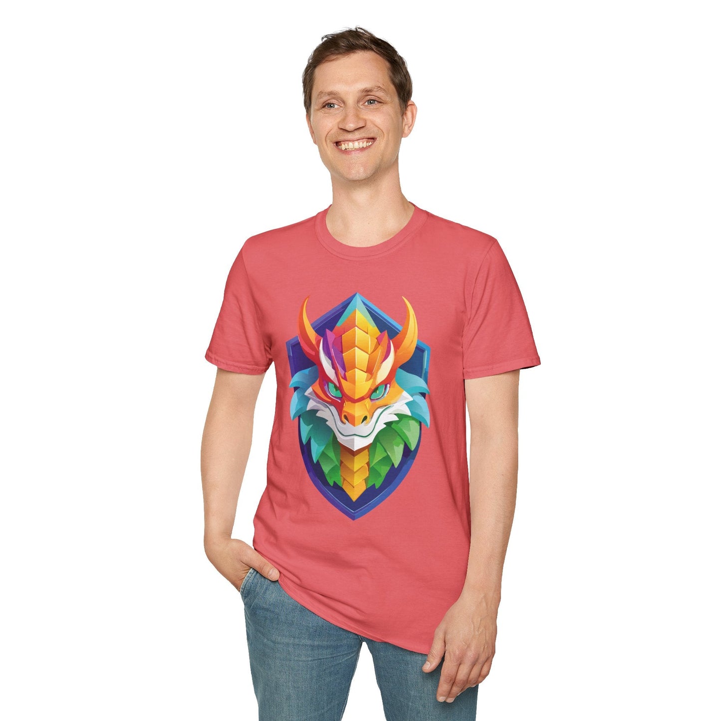 Unisex Dragon T Shirt Softstyle 64000 100 Percent Ring Spun Cotton Comfortable Tee