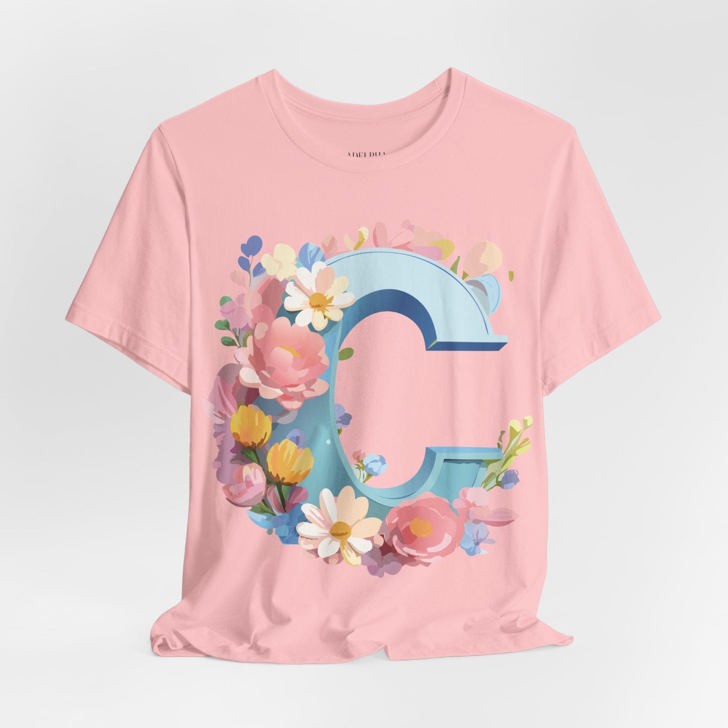 Letter C Shirt Graphic Tee Unisex Short Sleeve Vintage Art Adelpha Premium Quality