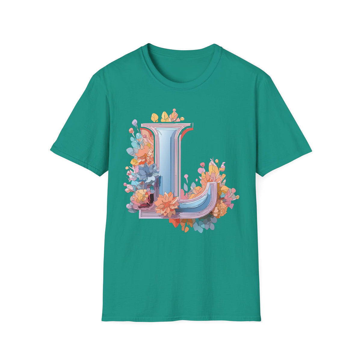 Floral Letter L T-Shirt | Monogram Initial Tee