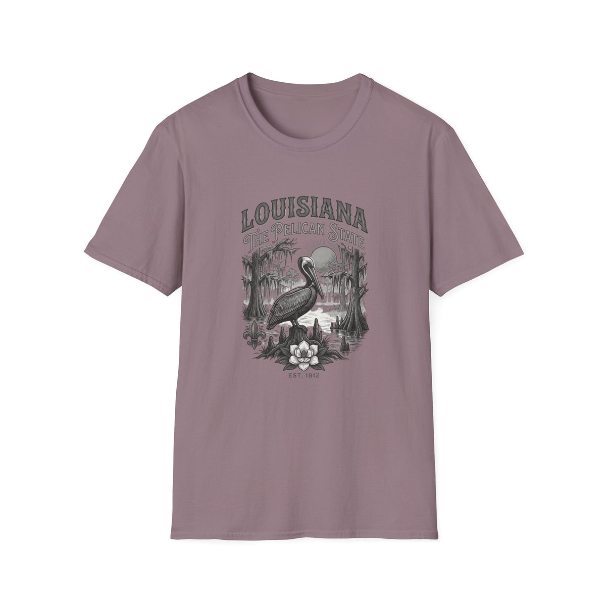 Louisiana Pelican State T-Shirt — Vintage Travel Tourist Graphic Design Unisex 100 Cotton Gildan T-Shirt