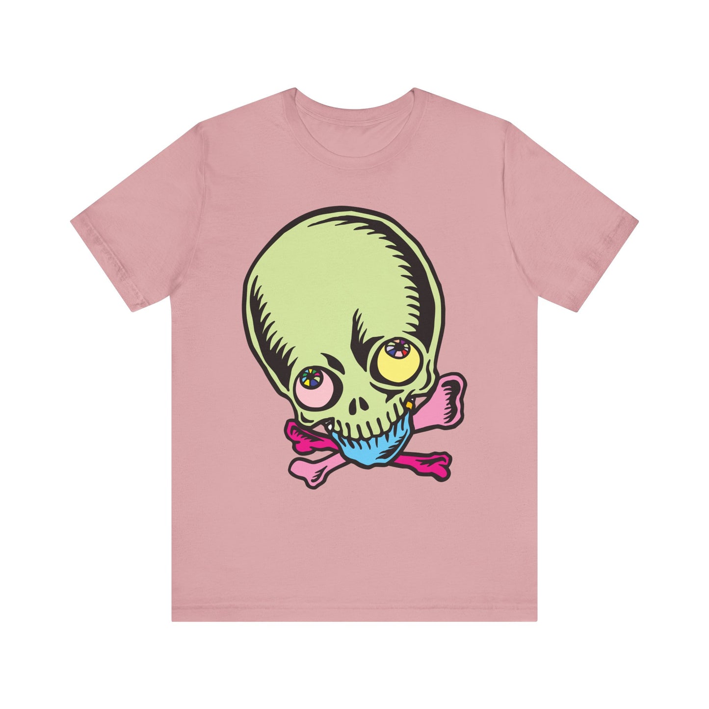 Lt Green Skull Graphic Design Tee, Skull Shirt, Vintage Tees, Art Design T-Shirt, Vintage Graphic Tee, Art Shirts with Skulls