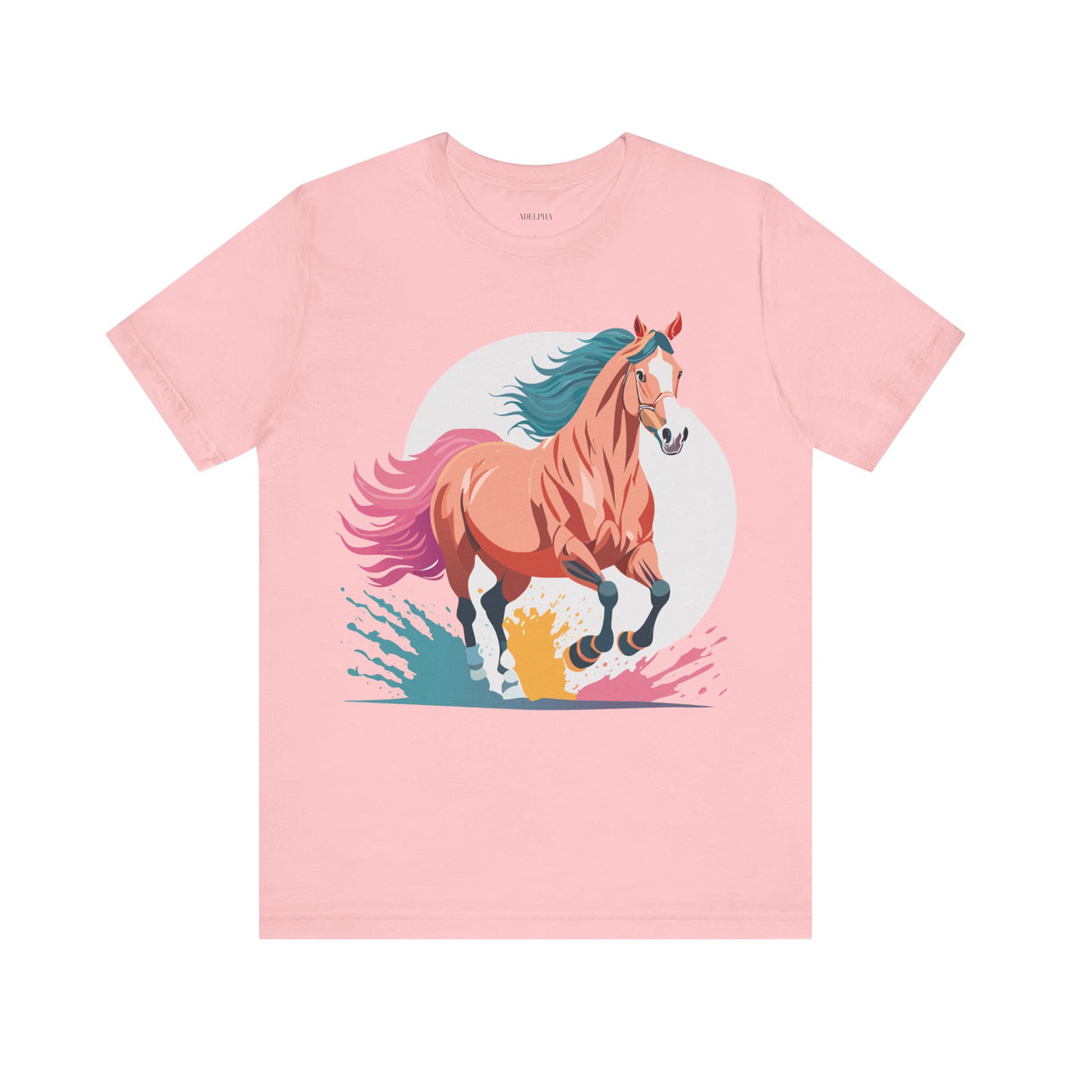 Horse Graphic Unisex Cotton Bella+Canvas Tee with Art Animal Design e307