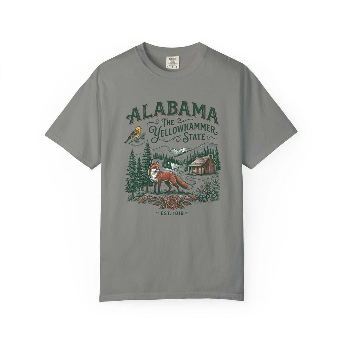 Alabama Graphic Unisex Heavyweight Garment-Dyed Travel Tourist Graphic Gift Tee Unisex 100 Cotton Comfort Colors T-Shirt