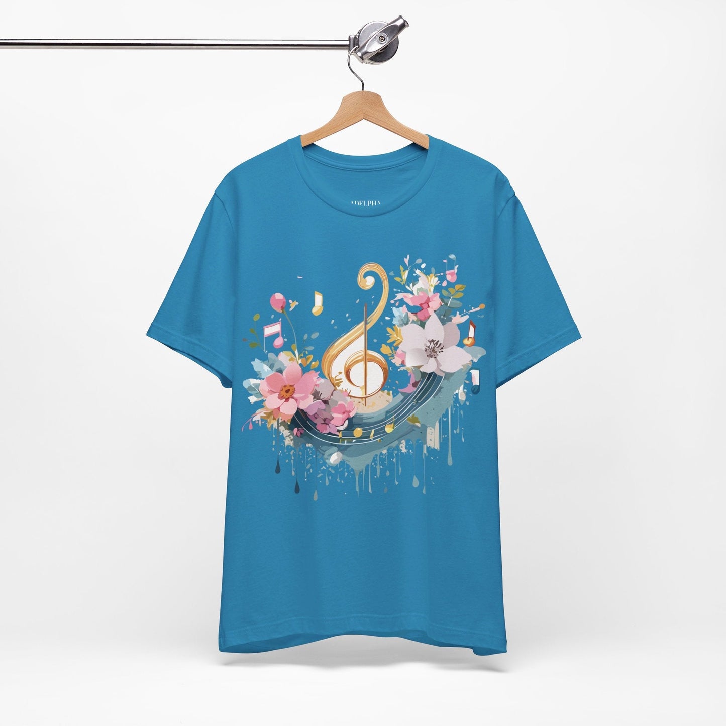 Music Graphic Unisex 100 Cotton Vintage Art with Musical Elements Tee 65