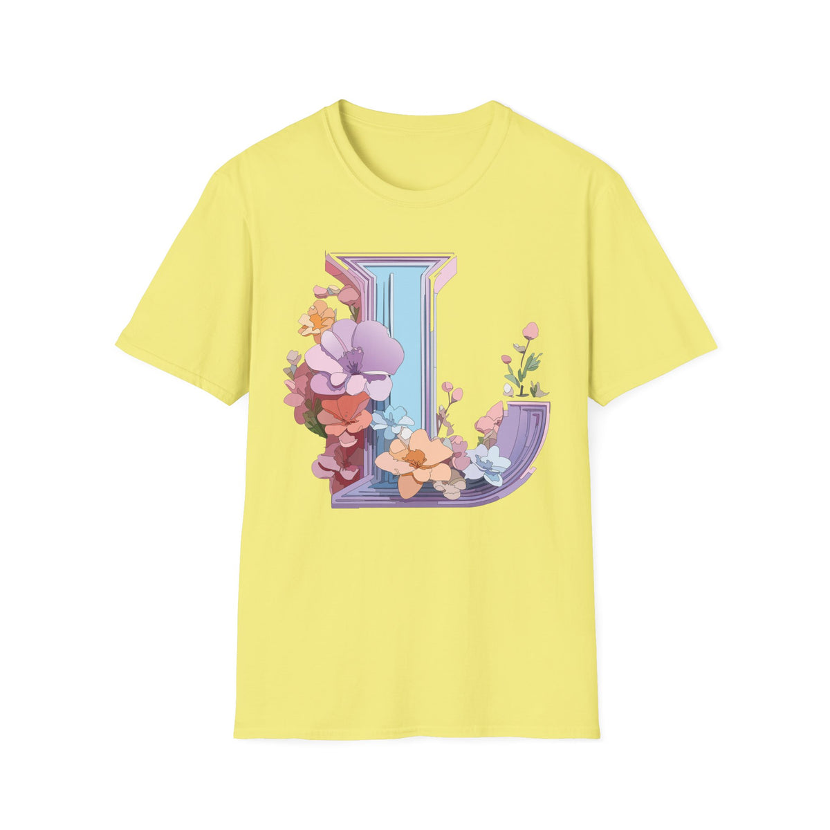 Floral Letter L T-Shirt | Botanical Initial Monogram Tee