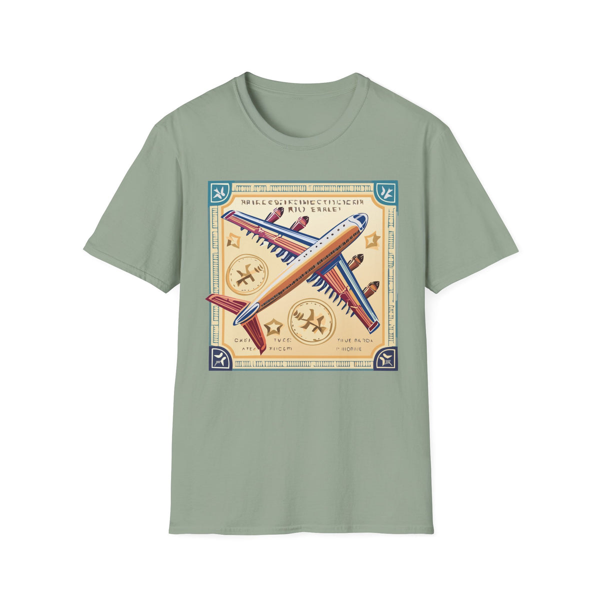 Aviator Vintage Plane T-Shirt — Retro Travel Aircraft Design Travel Post Graphic Design Unisex 100 Cotton Gildan T-Shirt