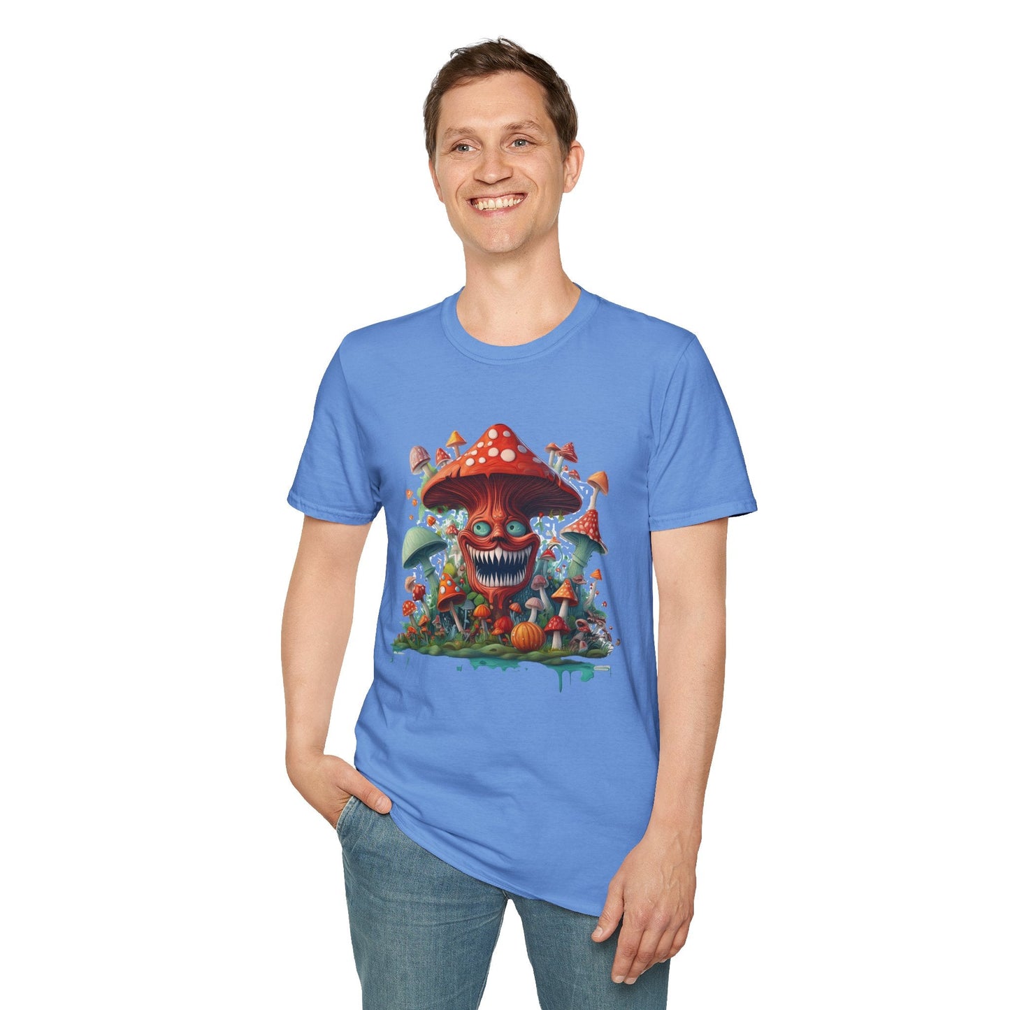 Unisex Mashroom Tee Shirt With Funny Mashroom Design Fungus Humor Softstyle Cotton