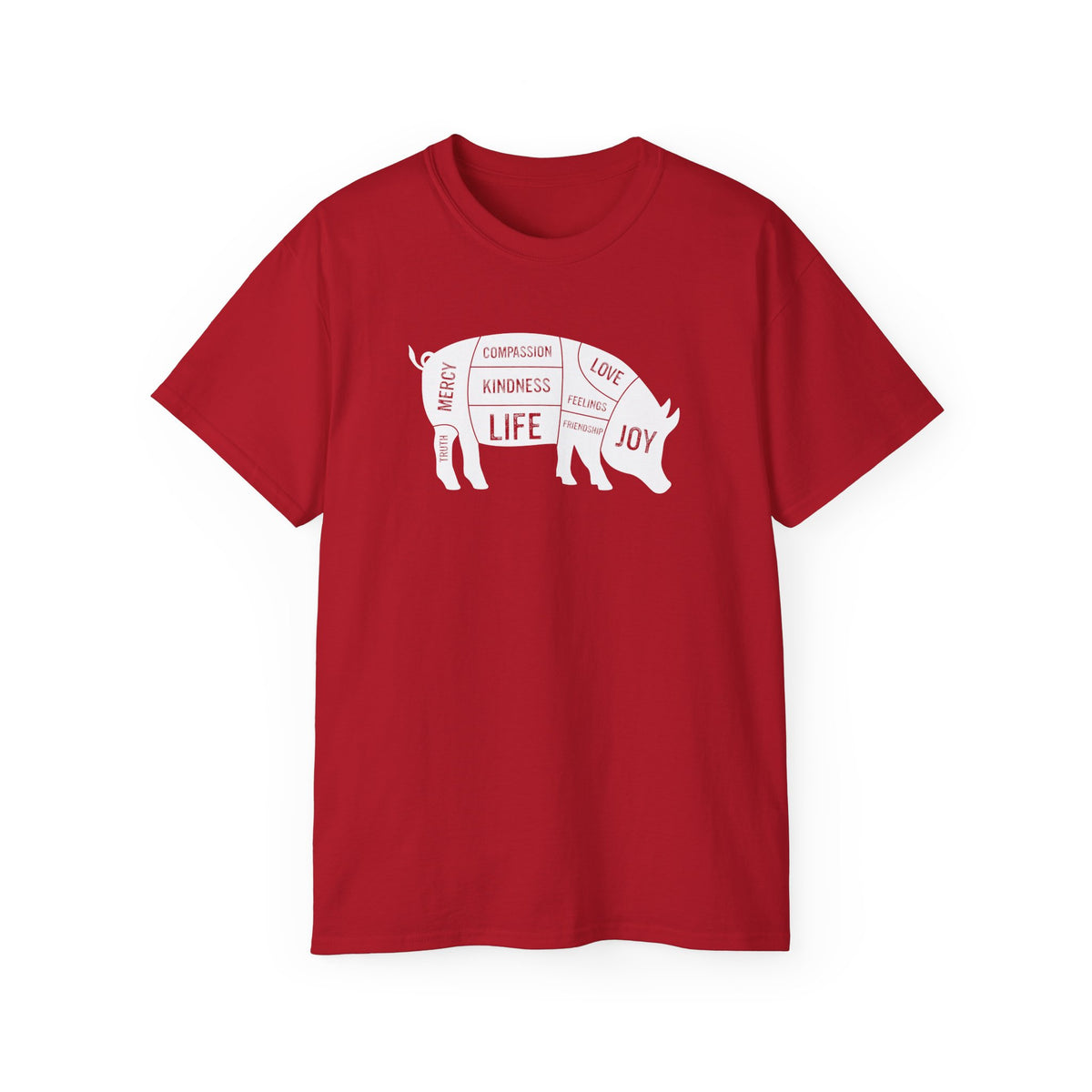 Pig Diagram Typography Tee | Love, Joy, Kindness, Life