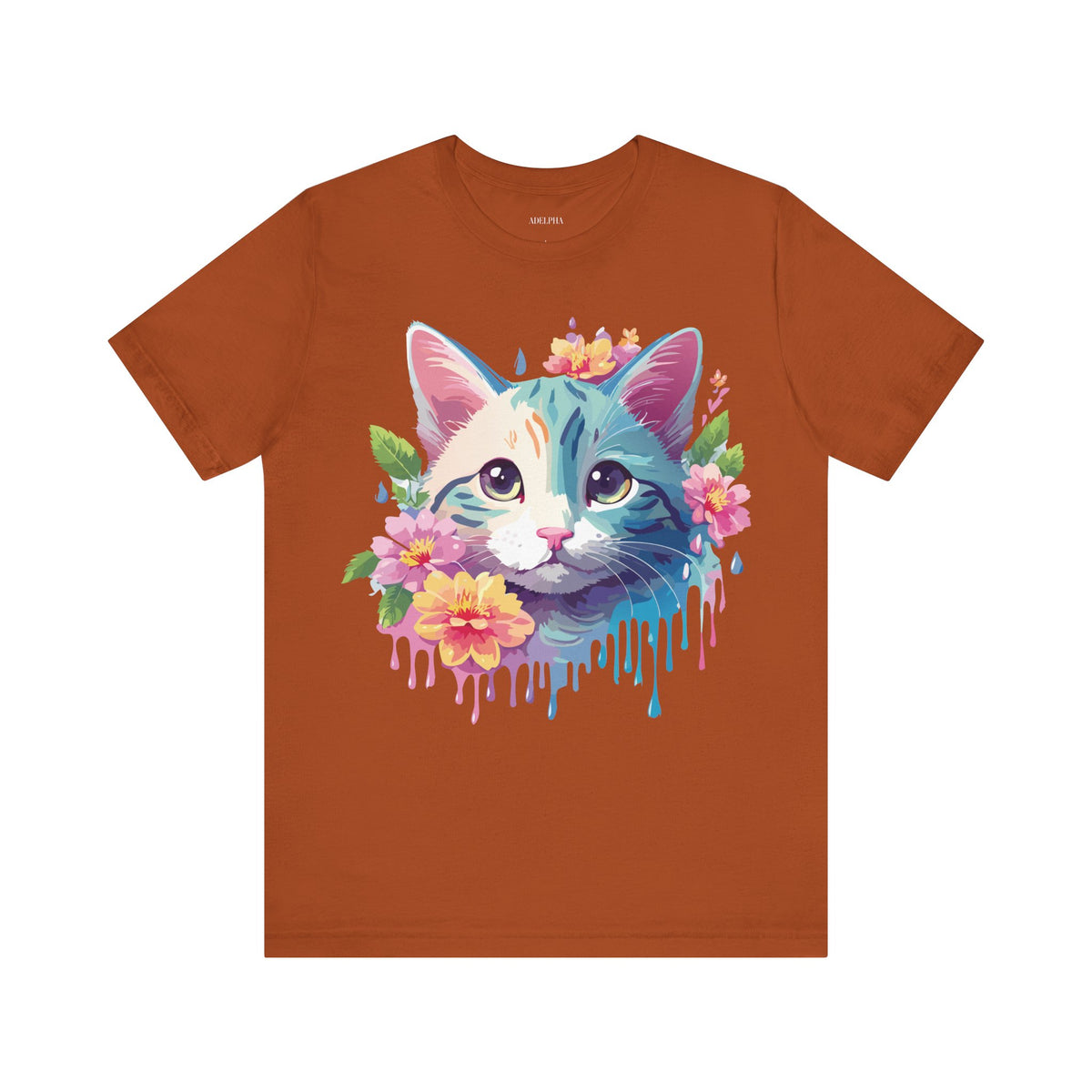 Cat Graphic Unisex Cotton Bella+Canvas Tee with Art Animal Design e107