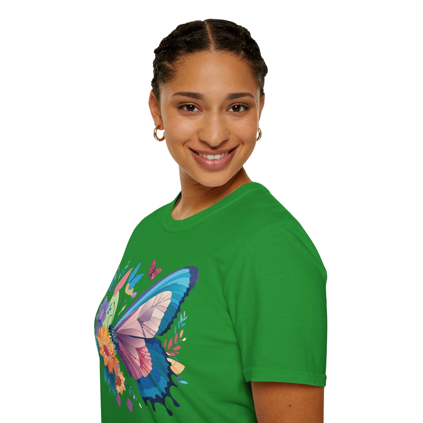 Gildan Butterfly T Shirt Unisex Softstyle 64000 Monarch Print Lightweight Breathable Cotton Tee