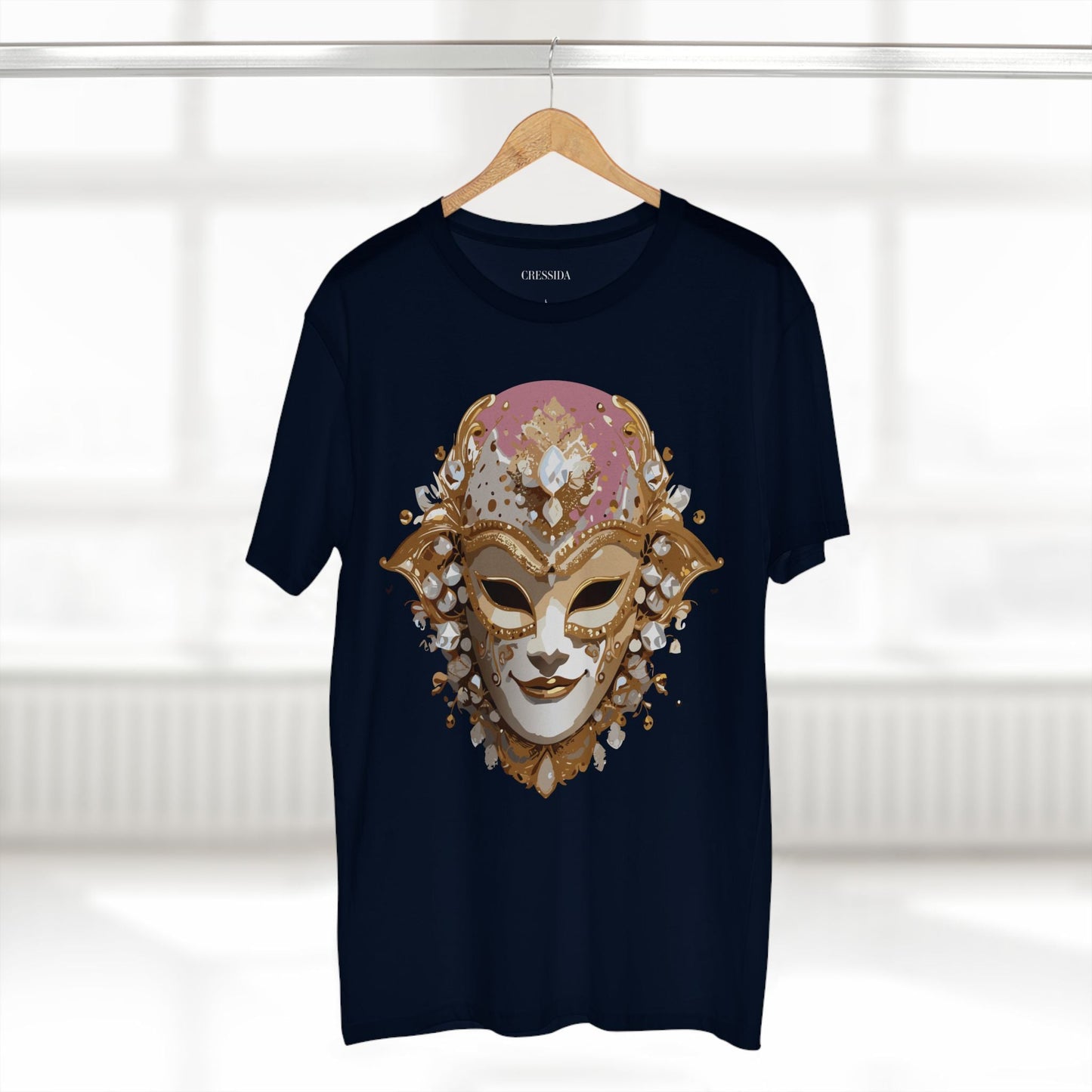Carnival Mask Graphic T-Shirt Unisex 100 Cotton With Antique Gold Art Design Tee 19
