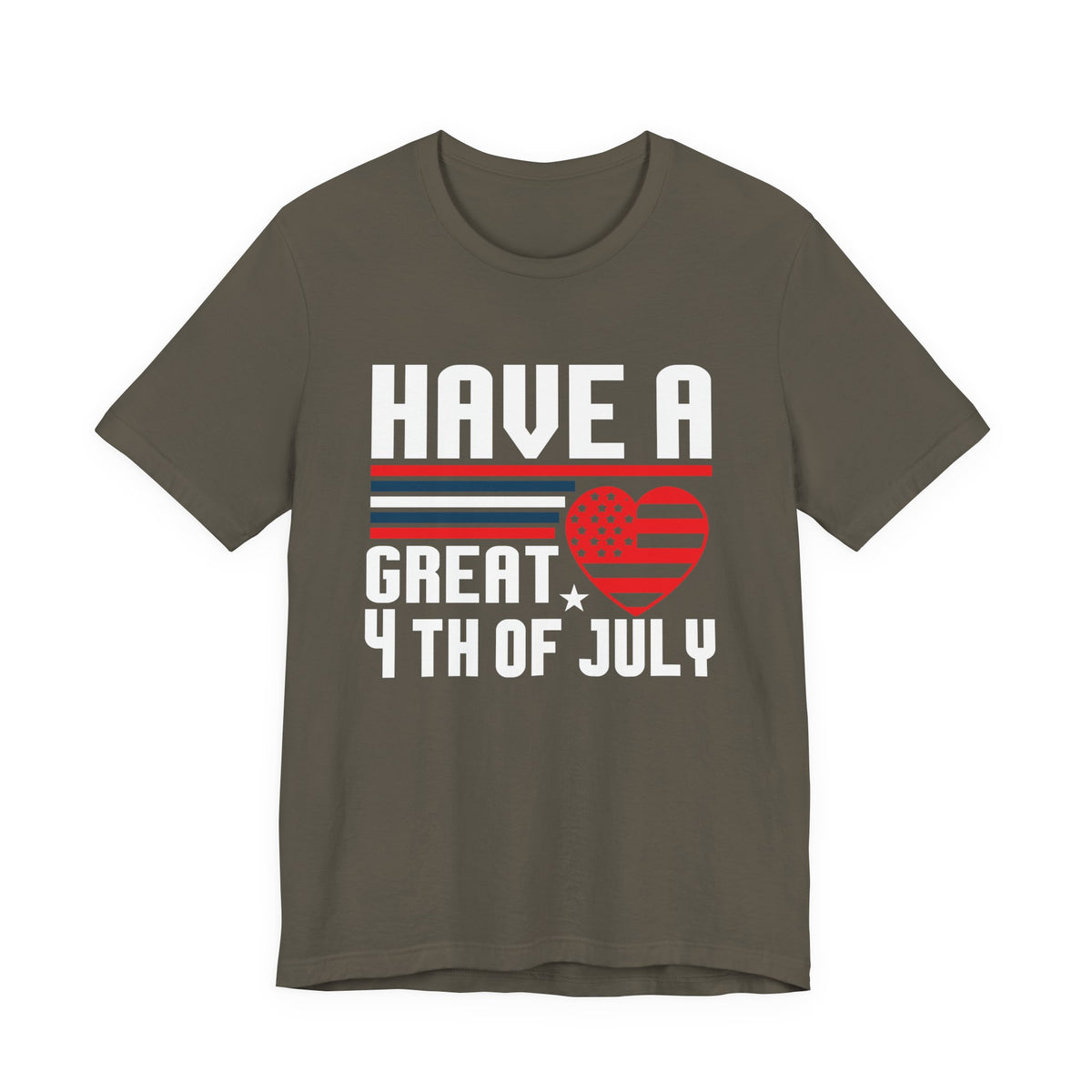 4th of July Tee American Flag Heart Patriotic Independence Day Unisex Cotton Shirt 020