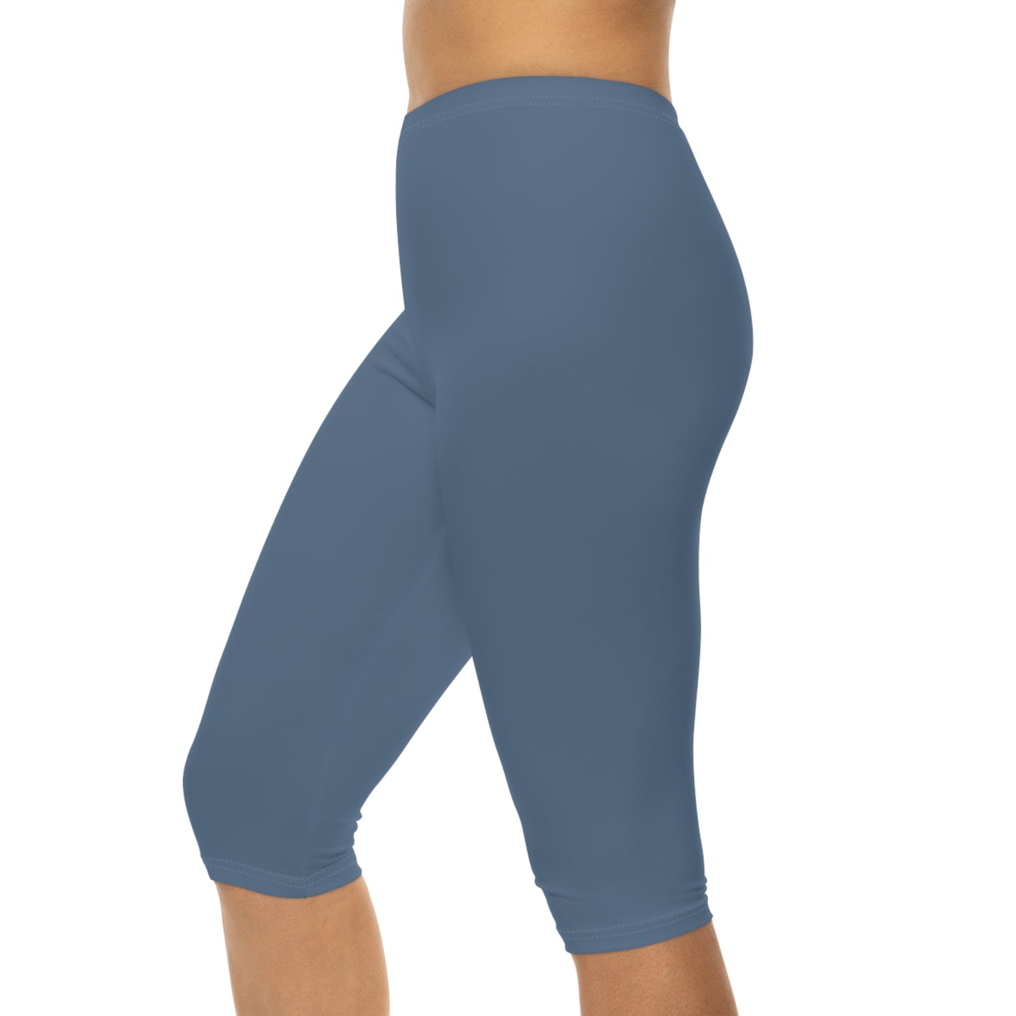 Eastern Blue Color Women's Brushed Suede Poly Span Casual Capri Leggings XS-2XL