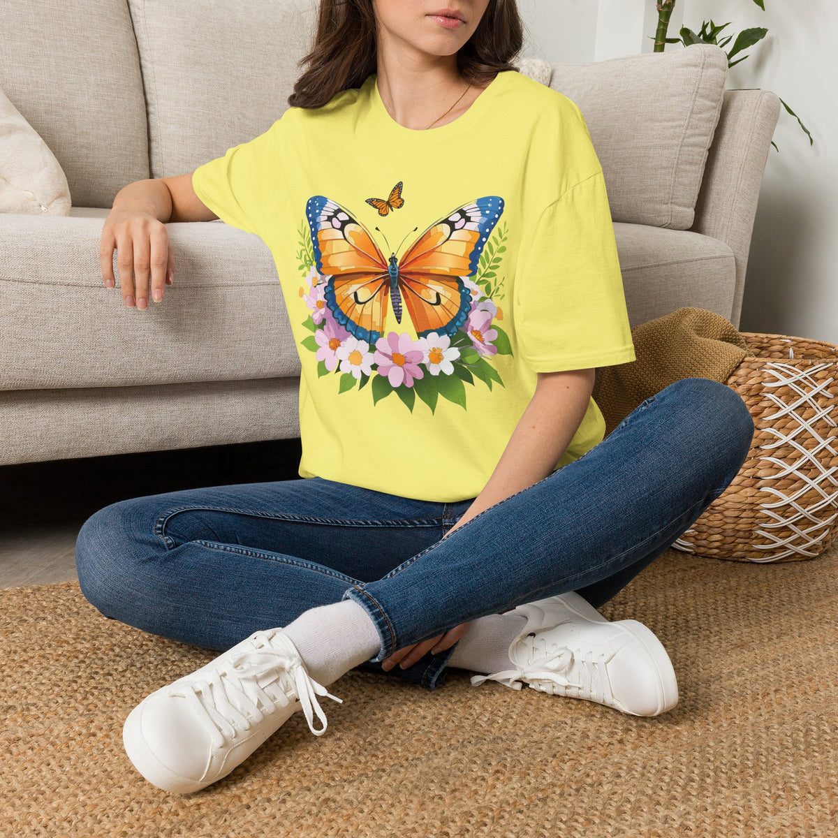 Monarch Butterfly Floral Butterfly Graphic Design Unisex 100 Cotton Gildan T-Shirt