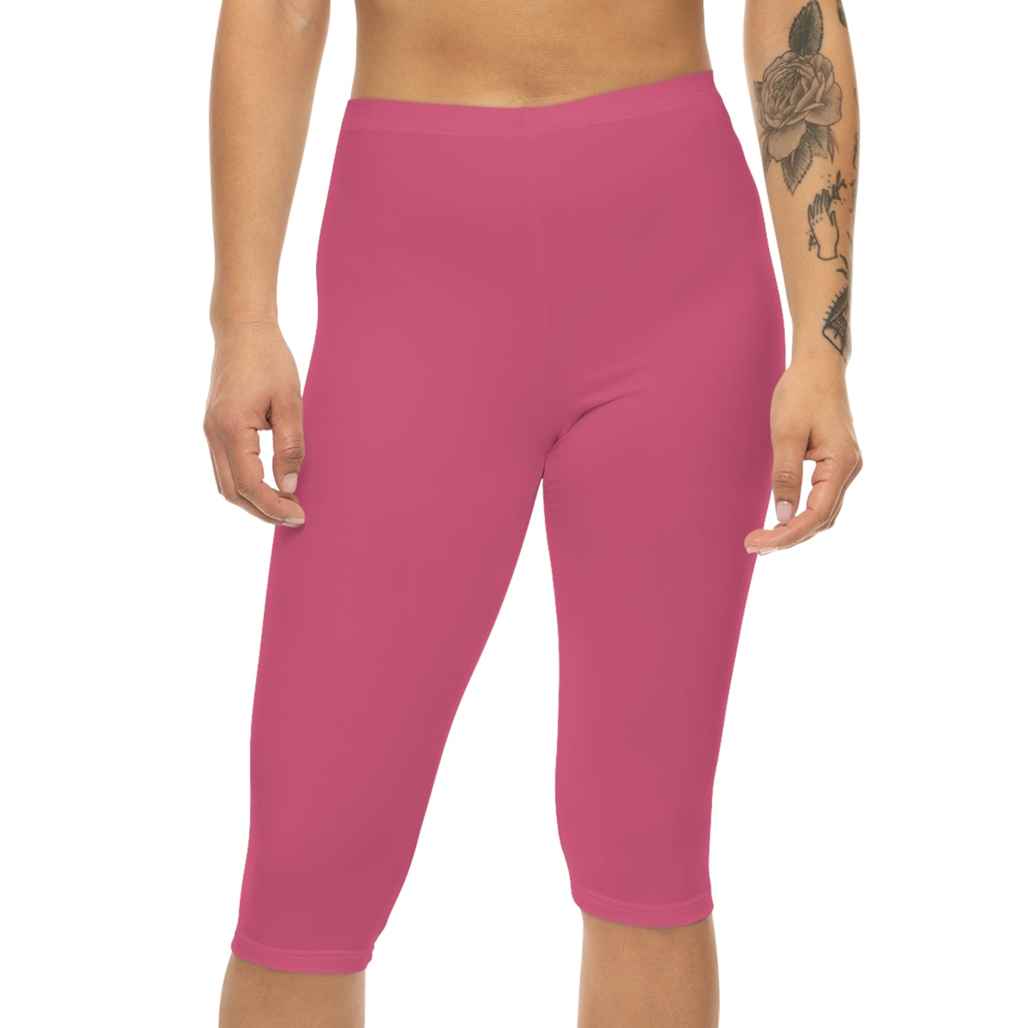Blush Rose Color Women's Brushed Suede Poly Span Casual Capri Leggings XS-2XL