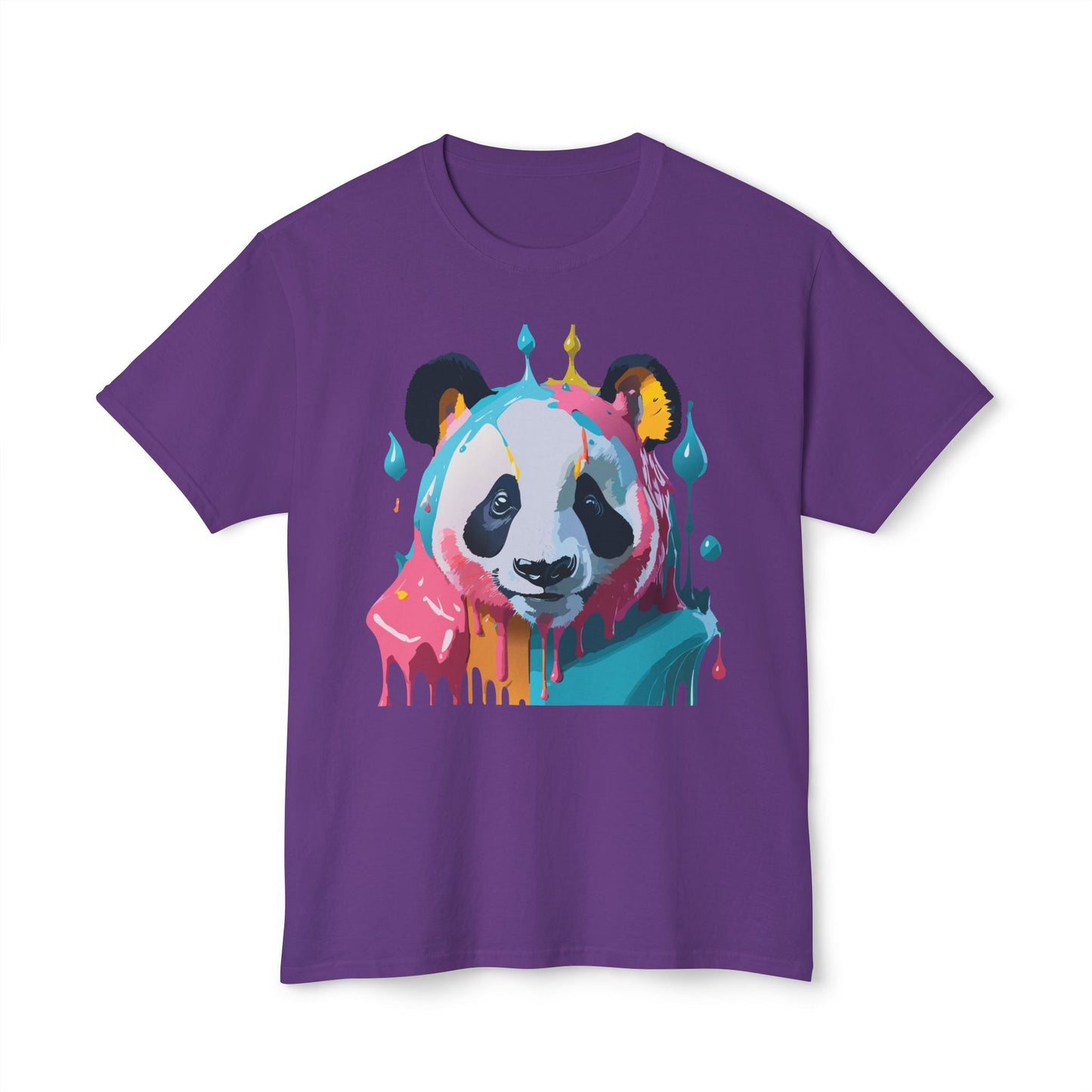 Unisex Panda Art T Shirt With Floral Design Print In HD Cotton 100 Percent USA Made