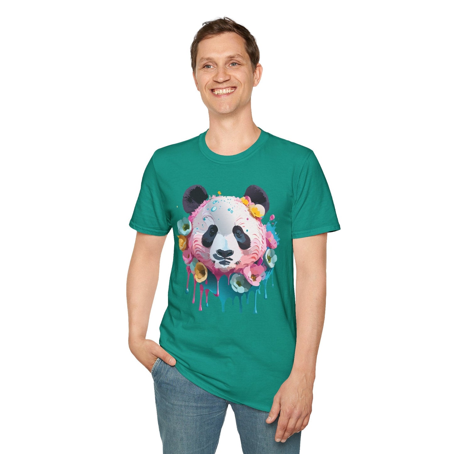Panda Shirt Unisex T Shirt Graphic Tee Animal Print Gildan Softstyle 64000 100 Percent Cotton
