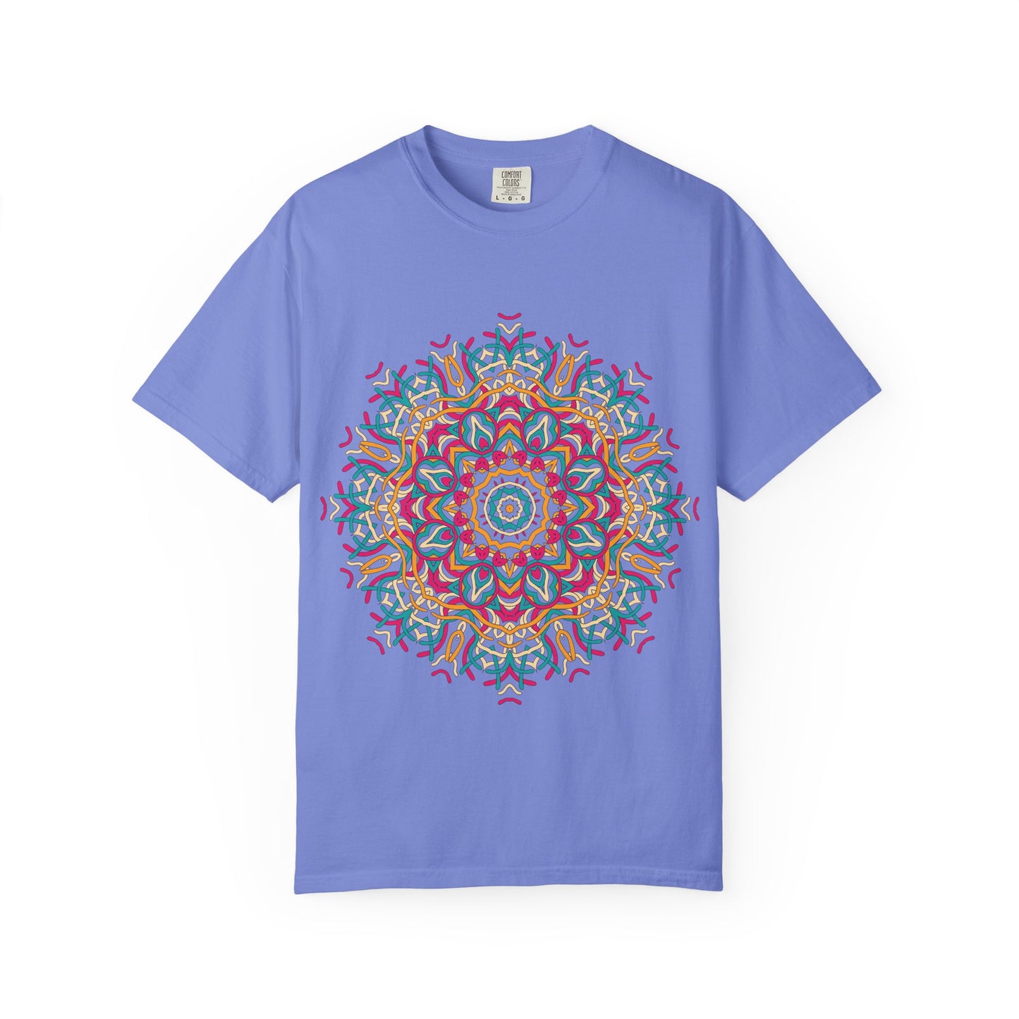 Unisex Garment Dyed Cotton T-Shirt with Mandala Graphic Design