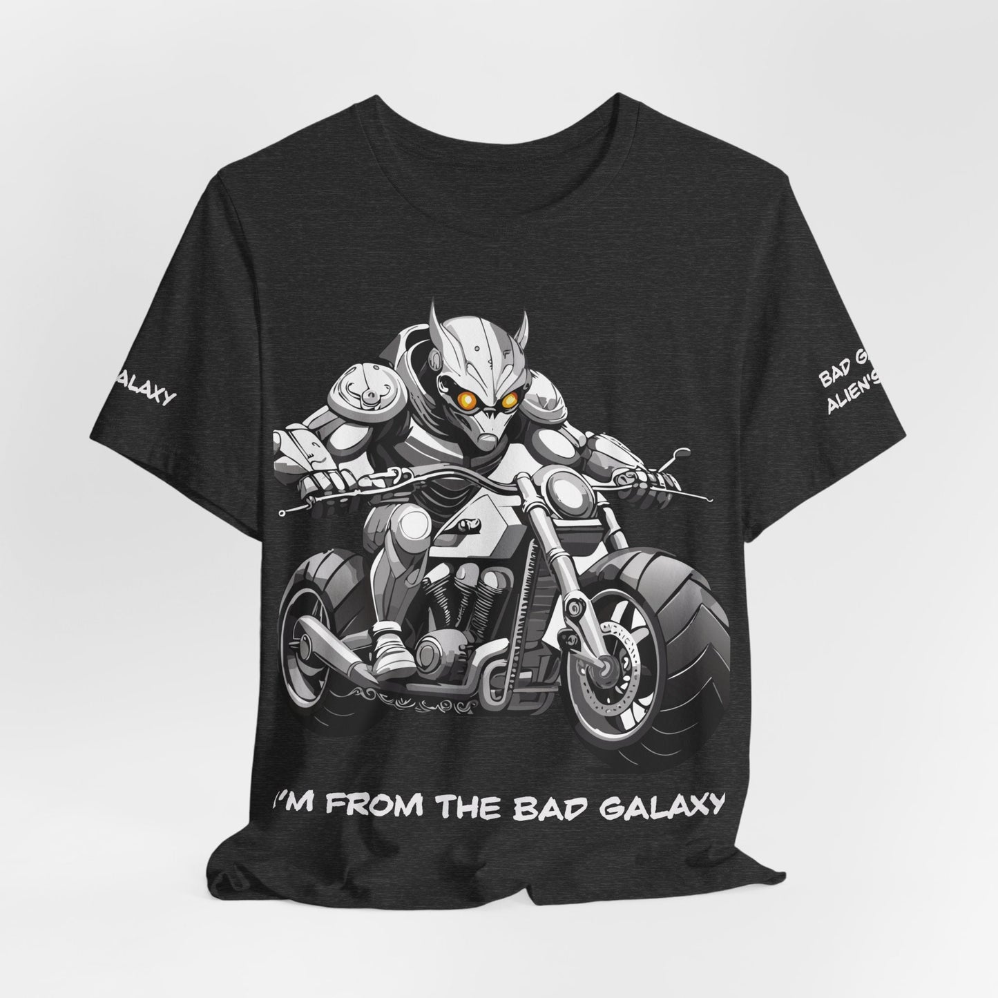 Tee Shirt With Alien From Bad Galaxy 100 Percent Cotton Lightweight Made In USA Eco Friendly Inks