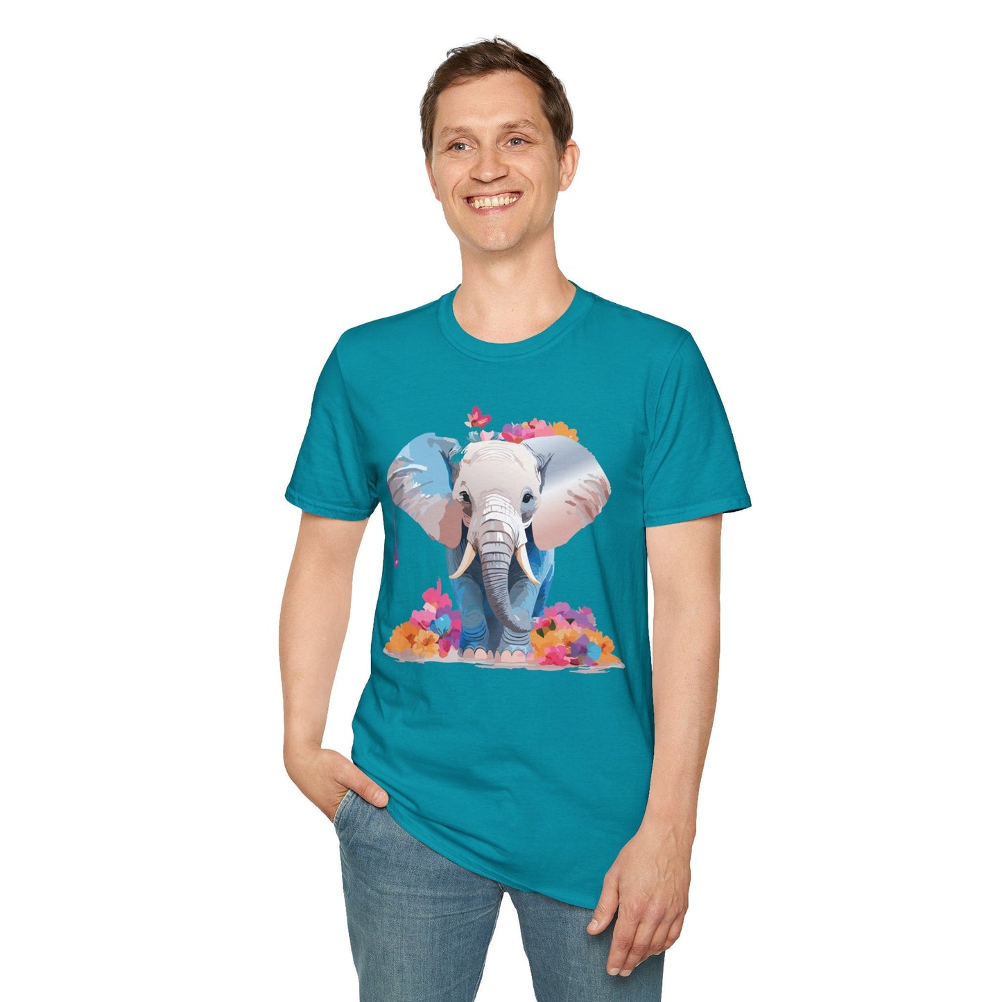 Elephant T Shirt Unisex Softstyle 64000 Graphic Elephant Illustration Animal Tee For Everyday Wear
