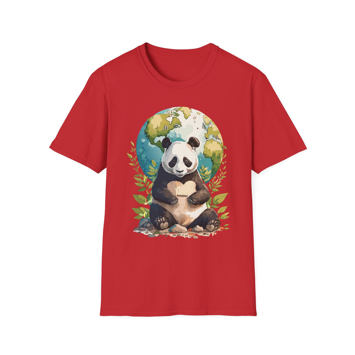 Panda Earth Illustration T-Shirt | Cute Panda Globe Tee