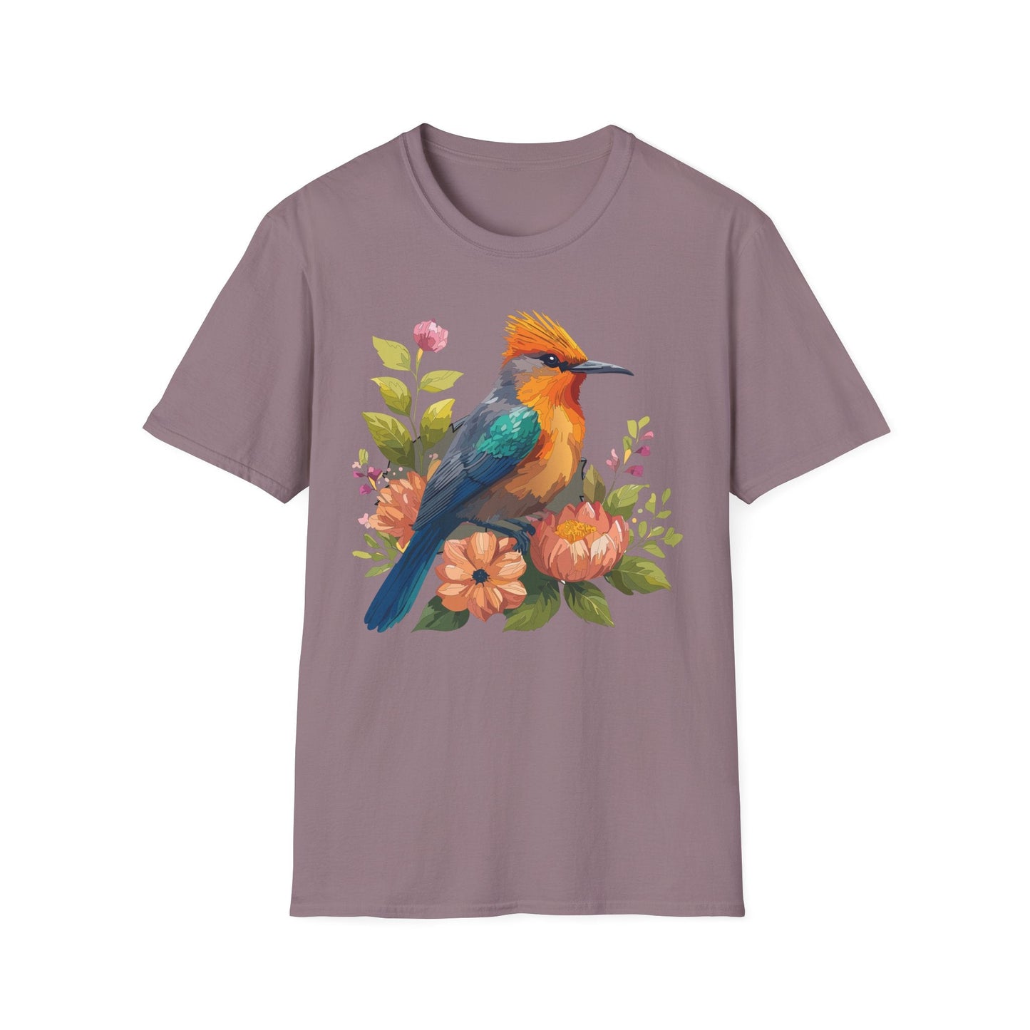 Floral Bird T Shirt For Unisex Wear Gildan Softstyle 64000 100 Percent Cotton Tee