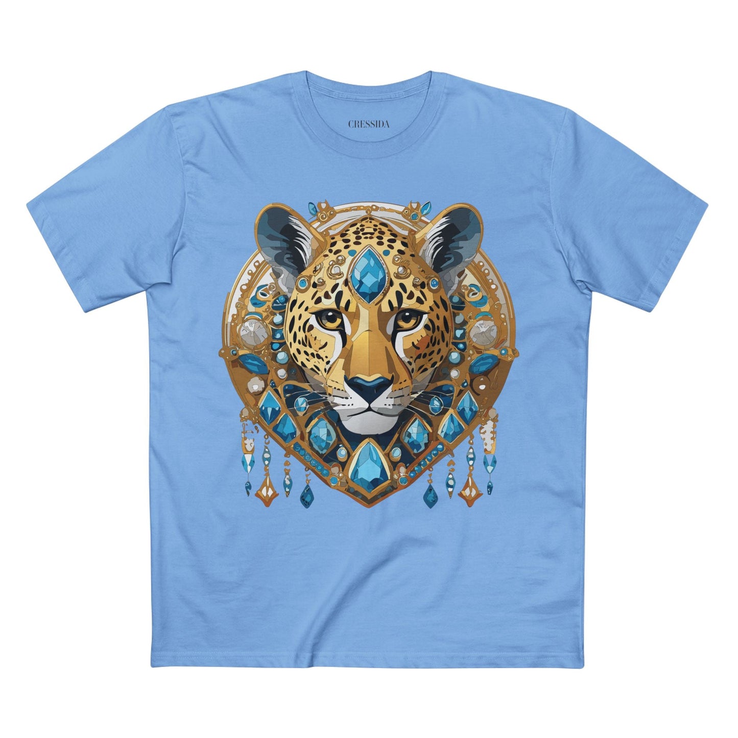 Cheetah Graphic Unisex 100 Cotton Tee With Unique Animal Golden Medallion Art Design 45