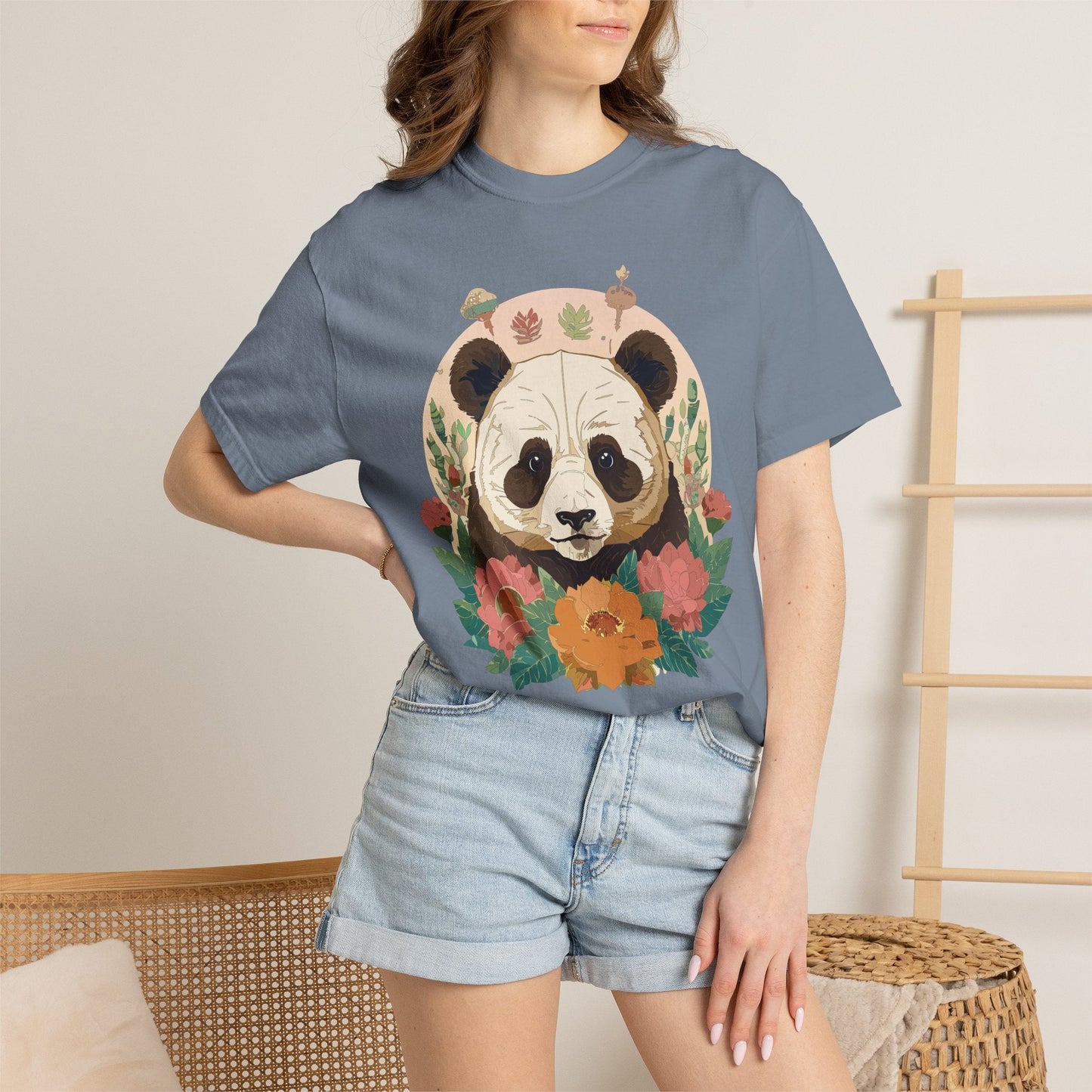 Panda Portrait Graphic T-Shirt Unisex Cotton Floral Animal Art Tee p2