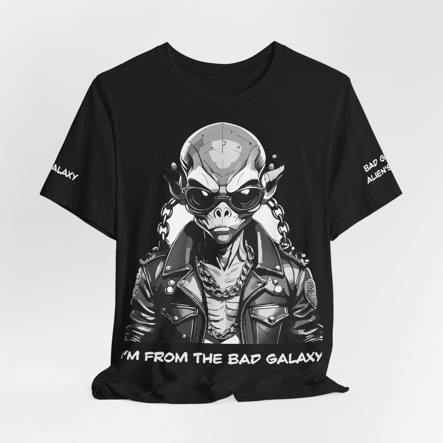 Graphic Cotton T Shirt Unisex Short Sleeve Alien Artwork By Bad Galaxy Premium Everyday Wear