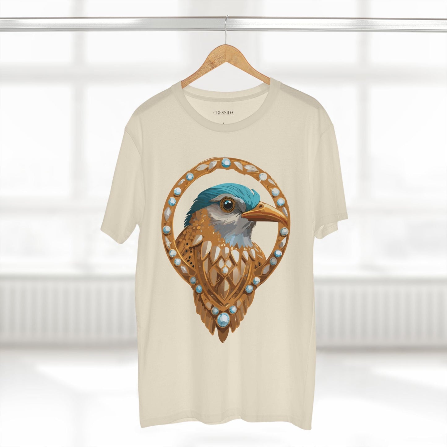 Bird Graphic Unisex 100 Cotton Tee With Unique Animal Golden Medallion Art Design 24