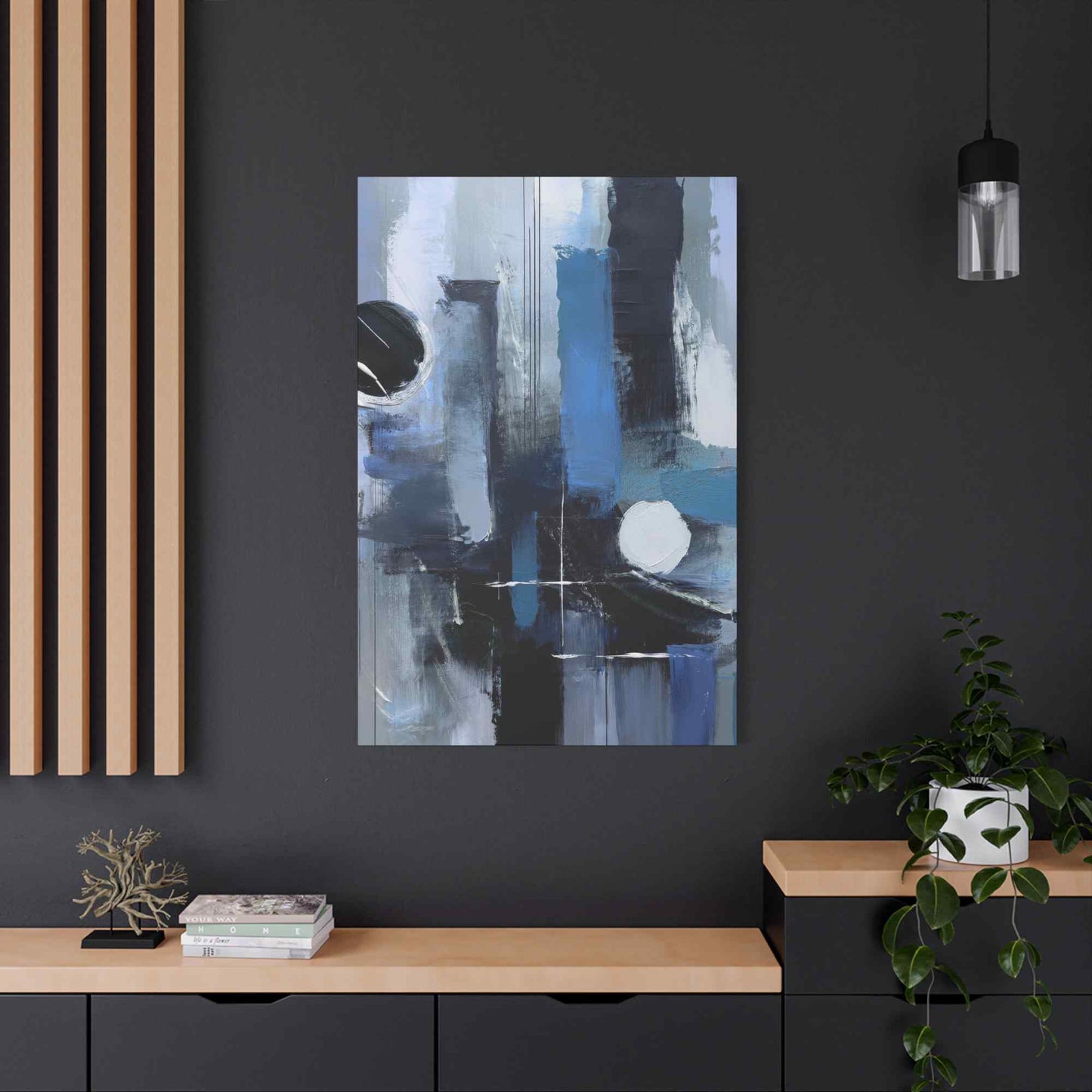 Blue Abstract Painting Print Canvas 20x24,20x30,24x30, 24x32,24x36,30x40, 32x48,36x48,40x60 Pine-Wood Inner Frame ABS-25
